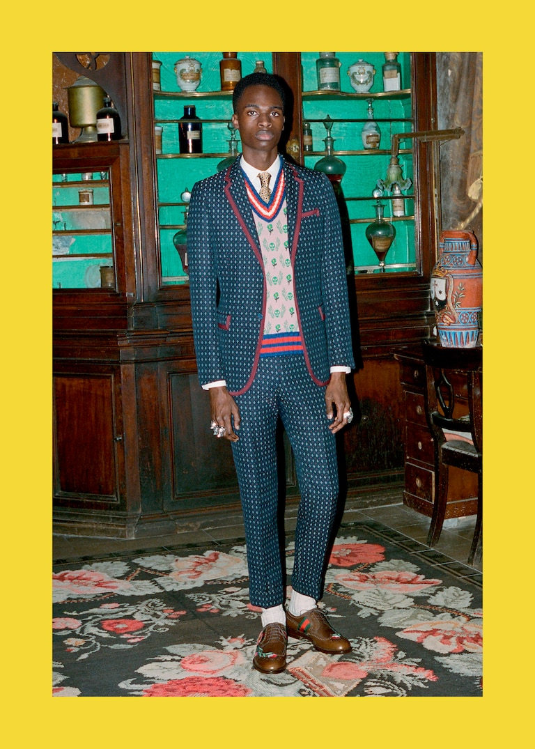 The new Gucci Tailoring collection shot by Ari Marcopoulos.Dispensing Detail