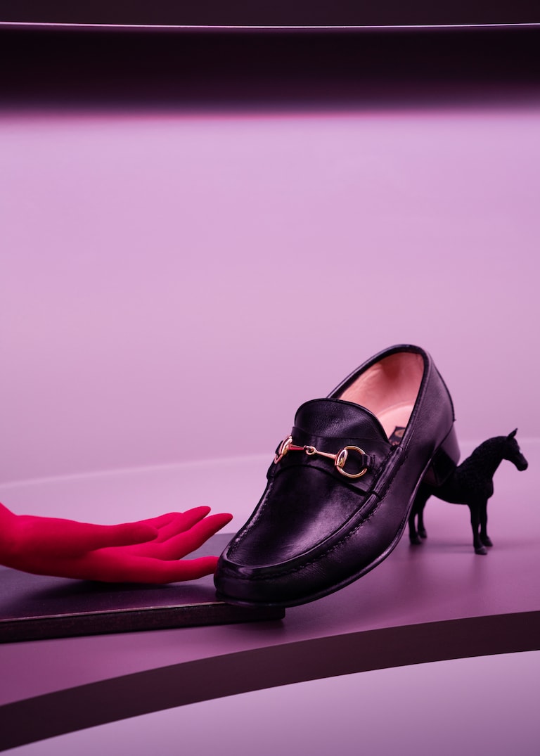 An immersive exhibition celebrating the Horsebit Loafer.70 Years of an Icon: <br> The Horsebit Loafer