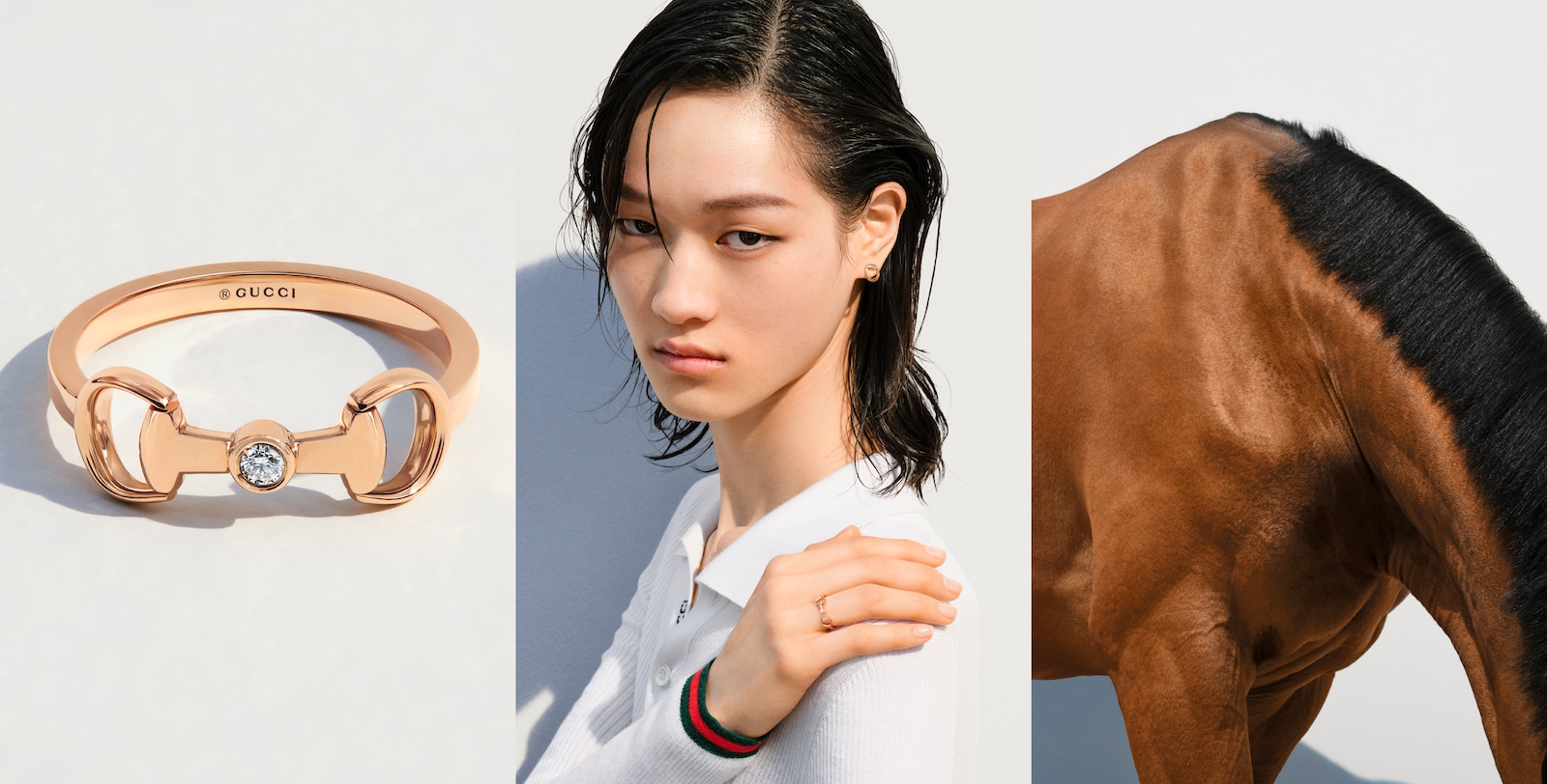 Новая коллекция ювелирных украшения Gucci Horsebit демонстрирует фирменный символ Дома.Ювелирные украшения Gucci Horsebit