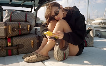 良品☺︎GUCCI GGキャンバス　ロゴチャーム　ライトパープル　レディース 良品☺︎GUCCI GGキャンバス ロゴチャーム ライトパープル