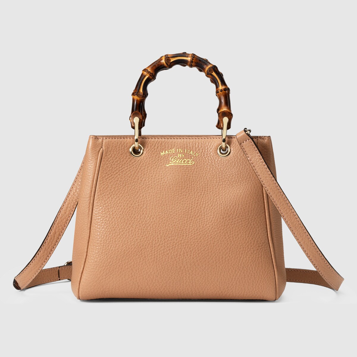 Bamboo Shopper mini top handle bag in rose beige leather GUCCI Australia