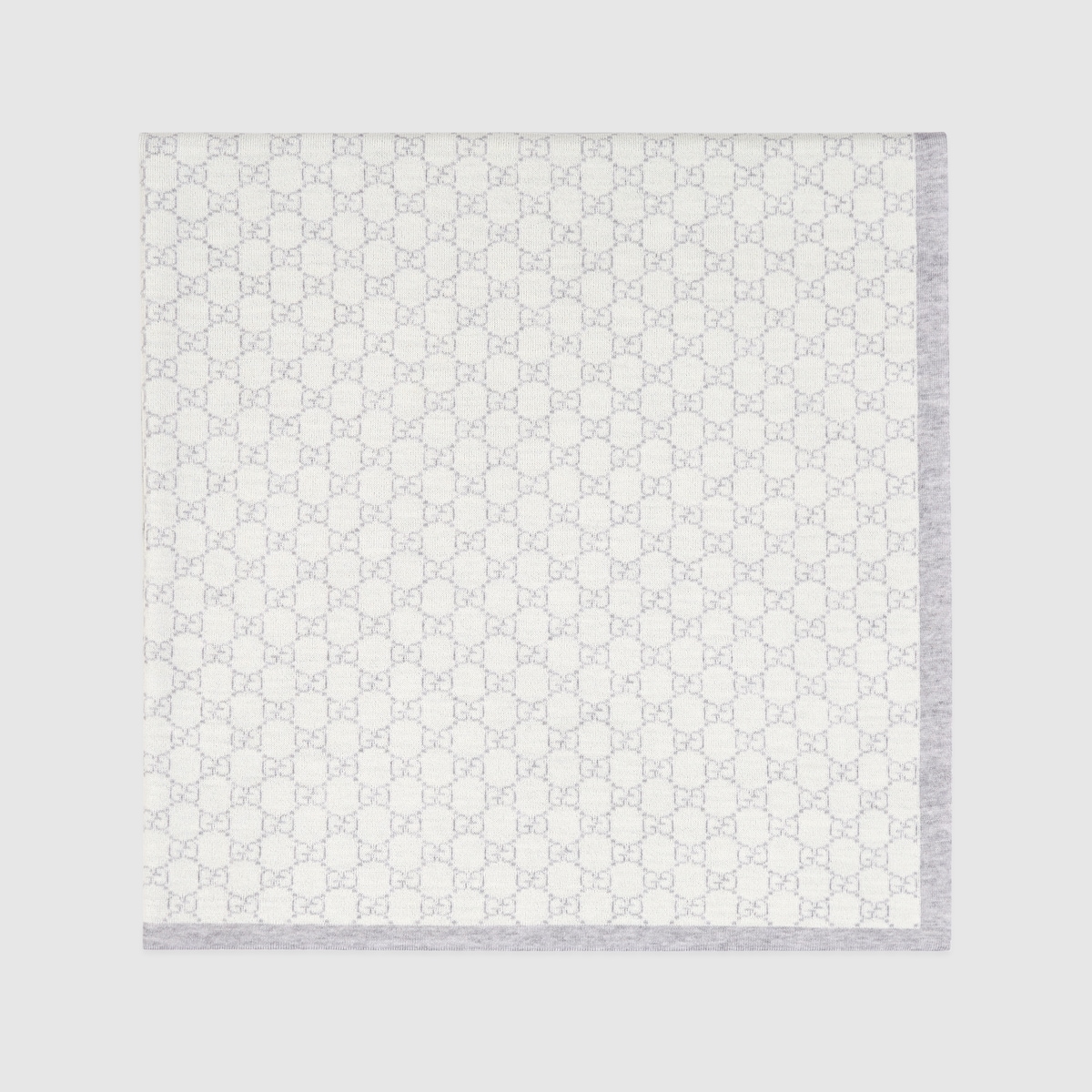 White / Grey GG Wool Pattern Baby Blanket