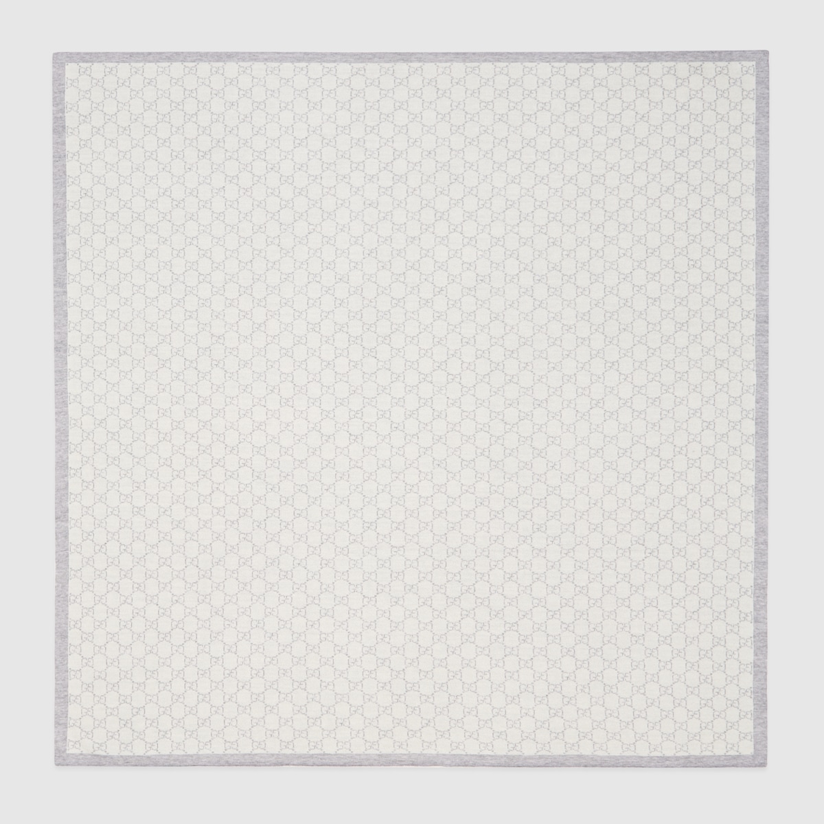 ベビー〕 GGパターン ウール ブランケット ・ホワイト＆グレー GG