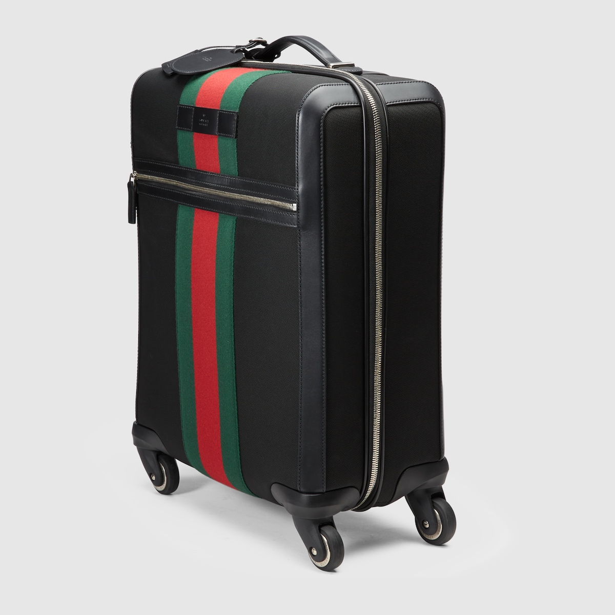 techno fabric wheeled carryon suitcase in Black techno fabric with
