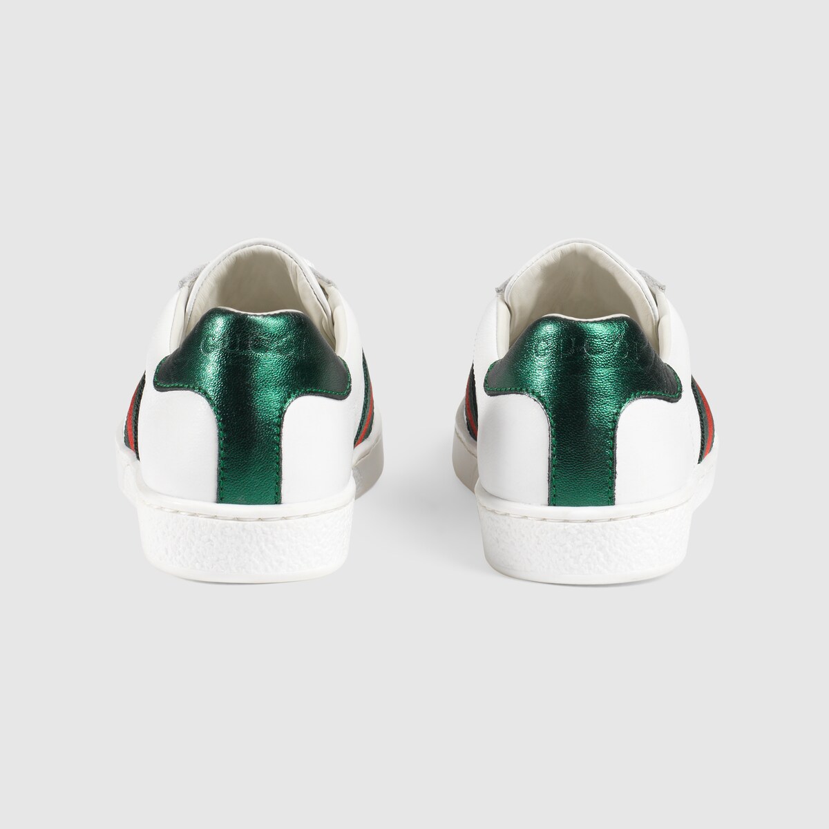 Children's Ace Sneaker White Leather With Green & Red Web - thumbnail 3