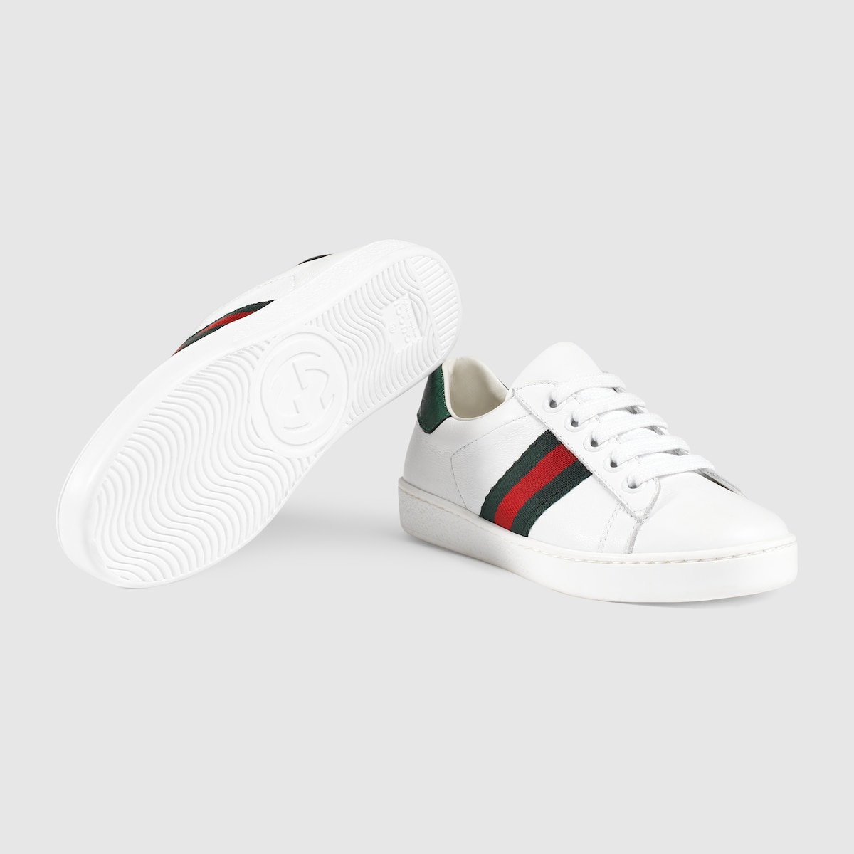 Children s Ace Sneaker White Leather With Green Red Web GUCCI US