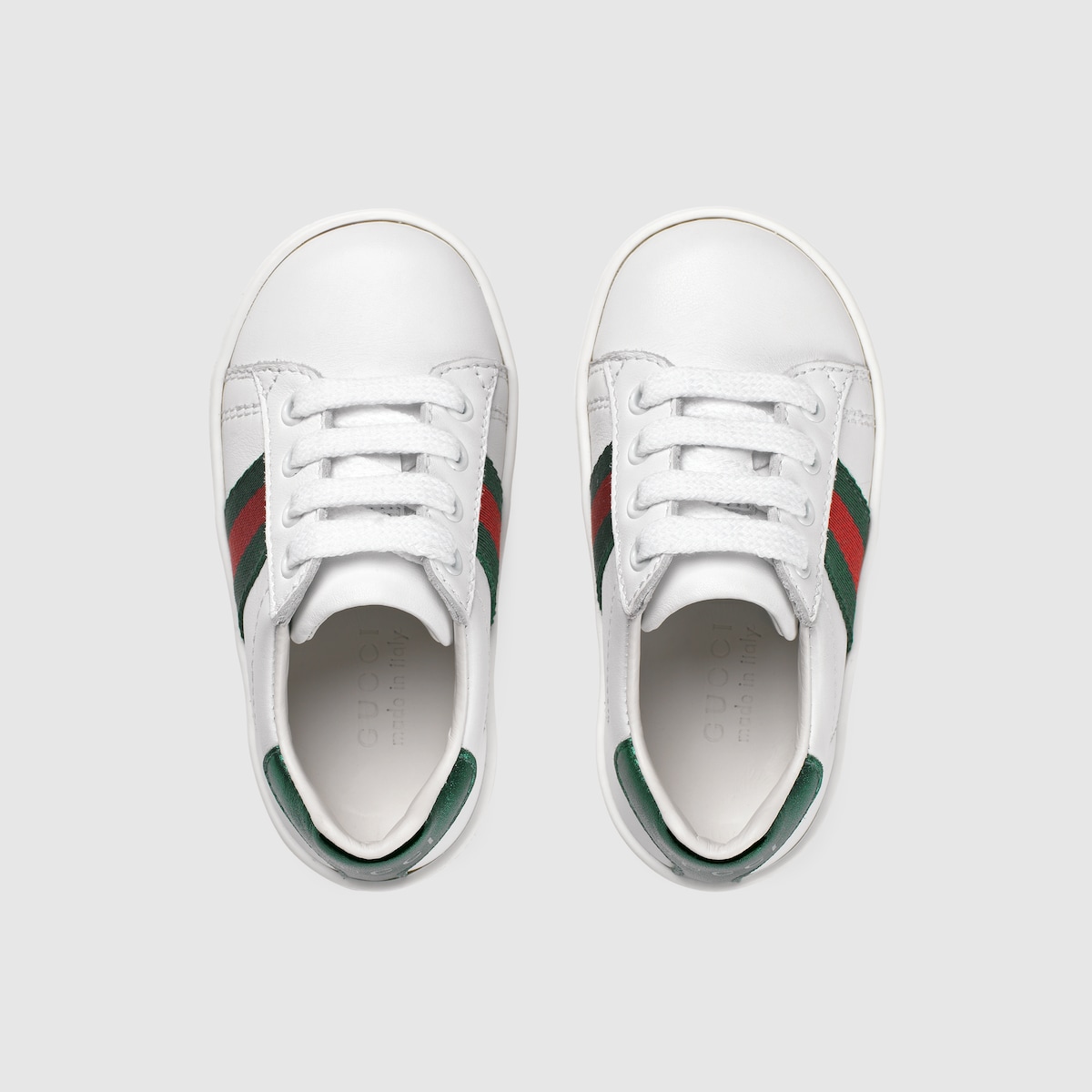 White Leather Toddler Low-top With Web | GUCCI® US