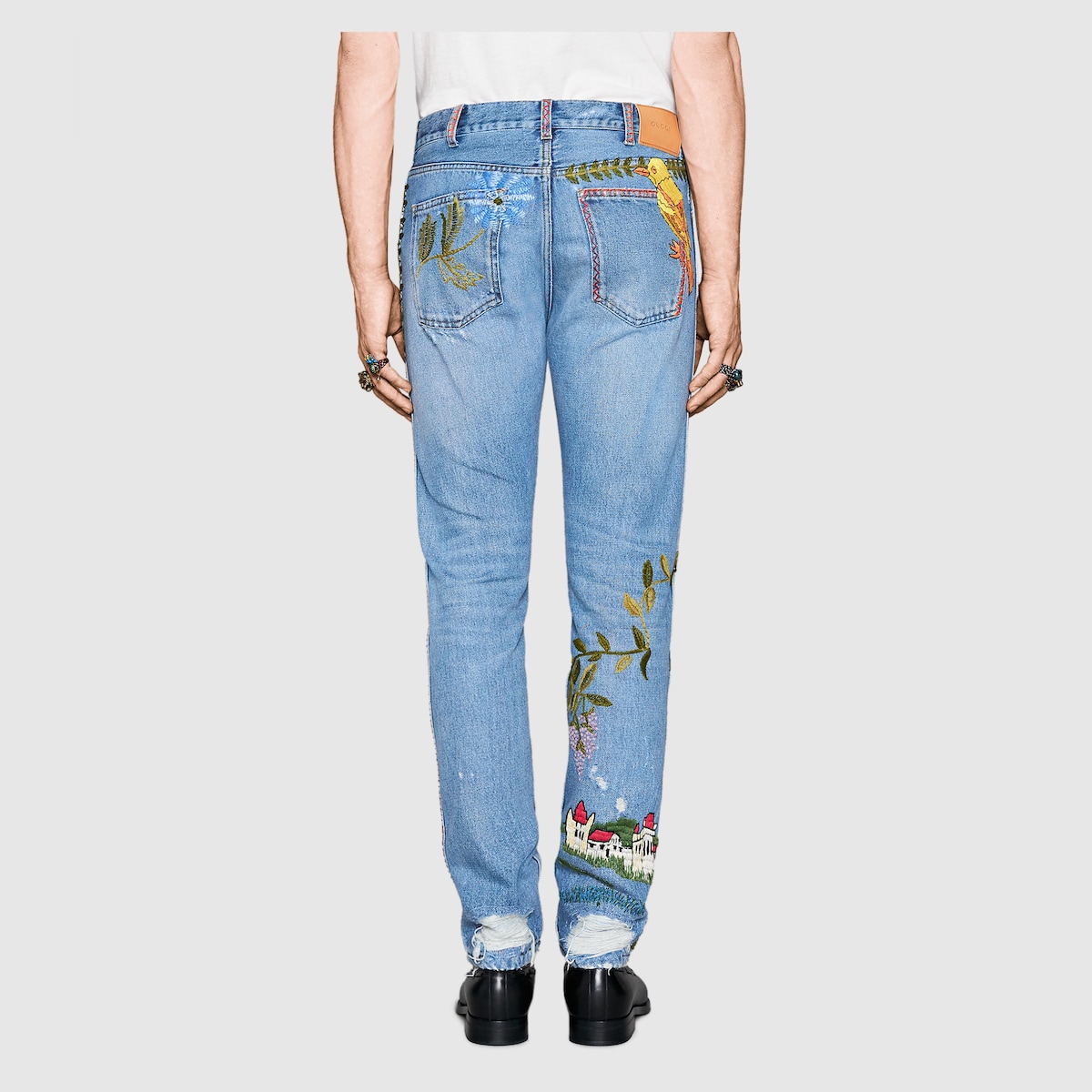 Gucci embroidered jeans mens on sale