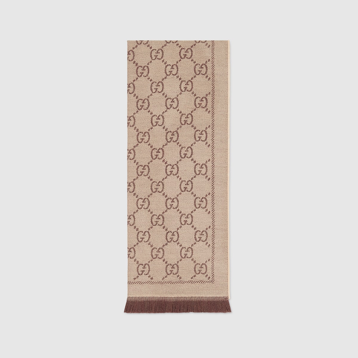 GG jacquard knitted scarf in light brown | GUCCI® US