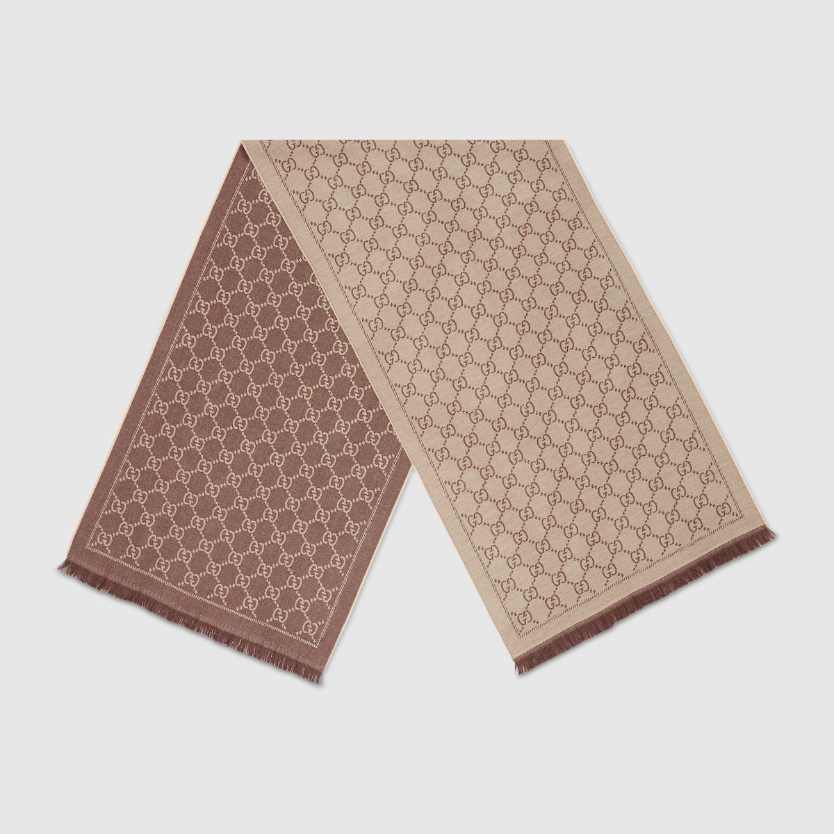 GG jacquard knitted scarf in light brown | GUCCI® US