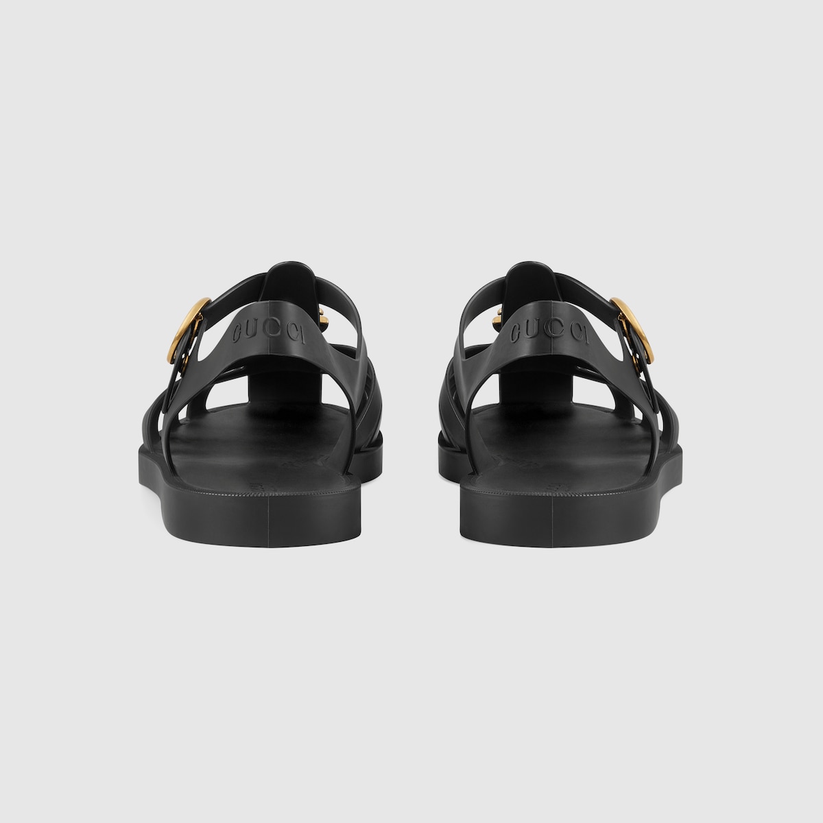 Black Rubber Buckle Strap Sandal | GUCCI® SI
