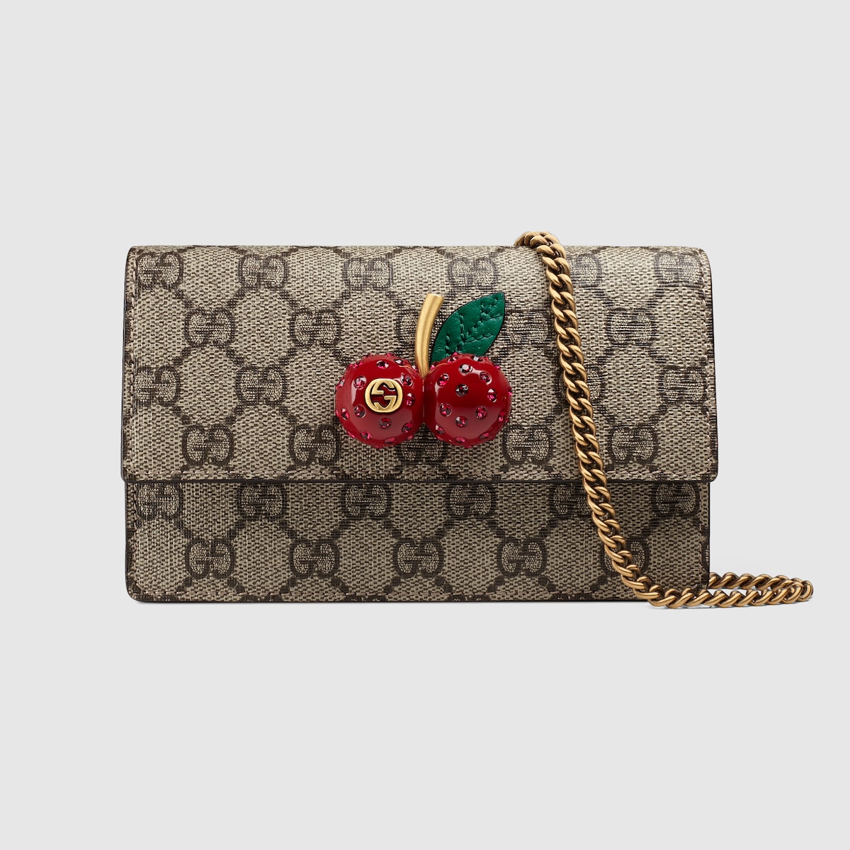 GUCCI チェリー 財布 ミニ チェリー(さくらんぼ) 付き GGスプリーム キャンバス ミニバッグ
