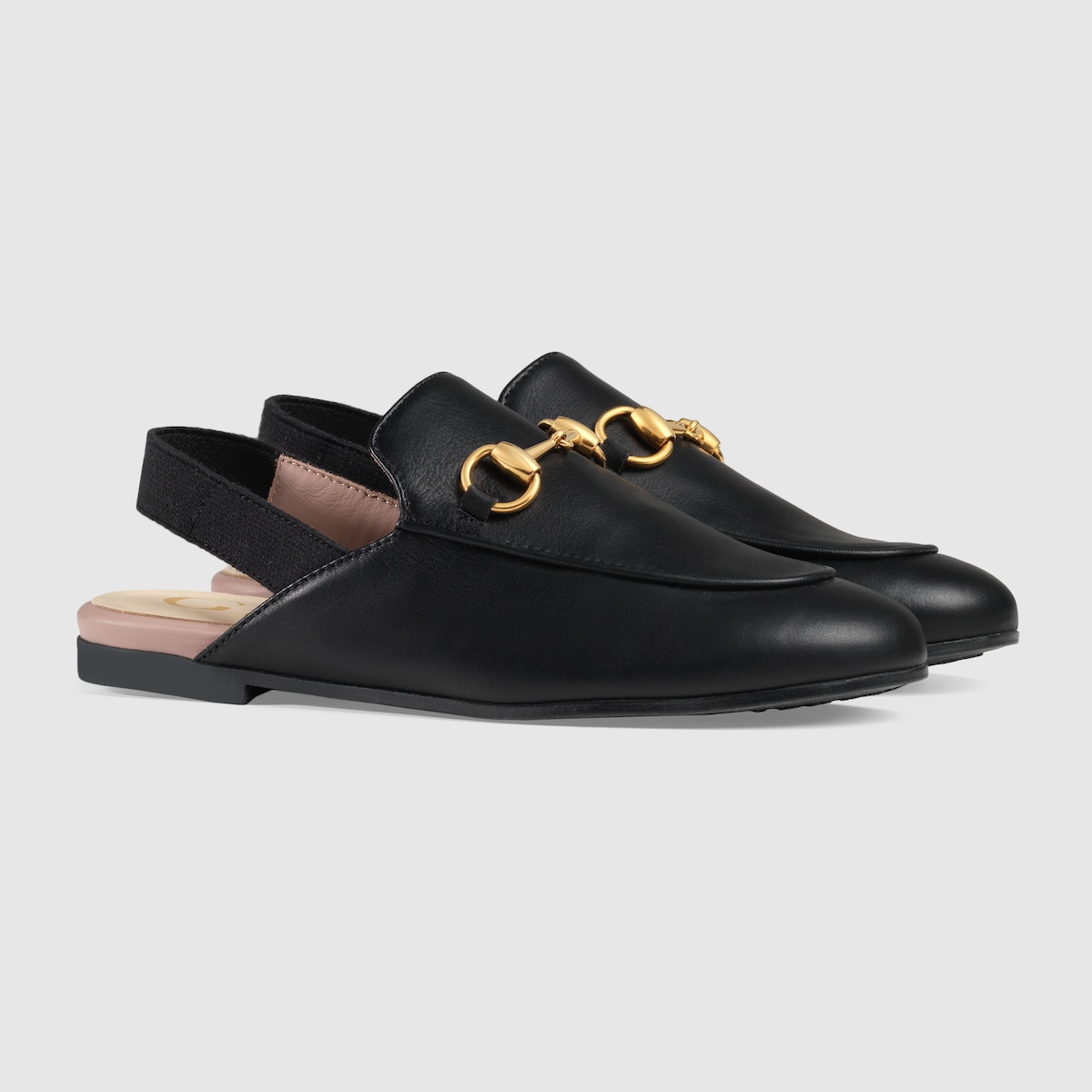 Black Leather Children's Princetown Slipper - thumbnail 3