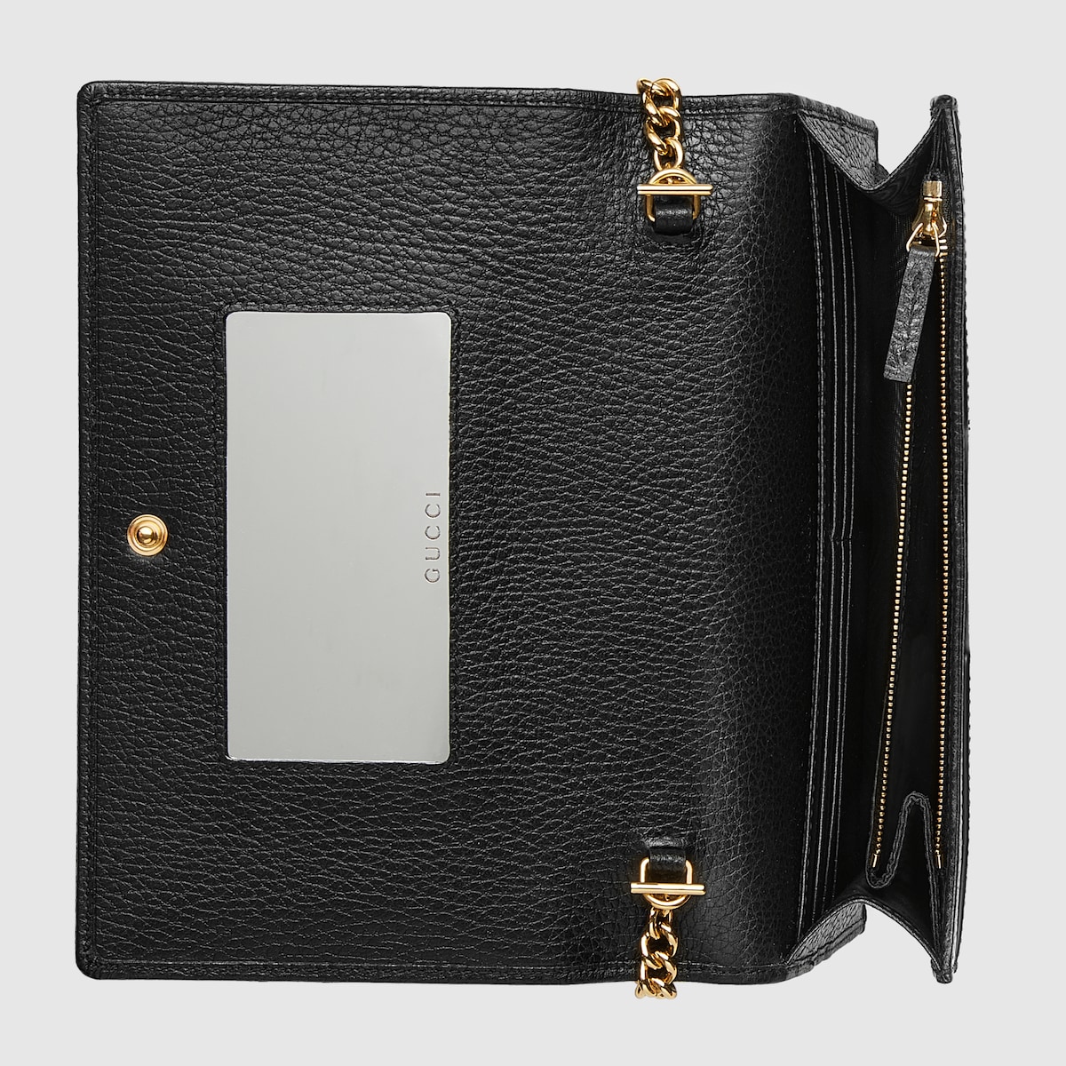 GUCCI グッチ レザー ウォレットチェーン シルバー ブラック グッチ GUCCI ディオニュソンス レザー ミニ チェーン シルバー