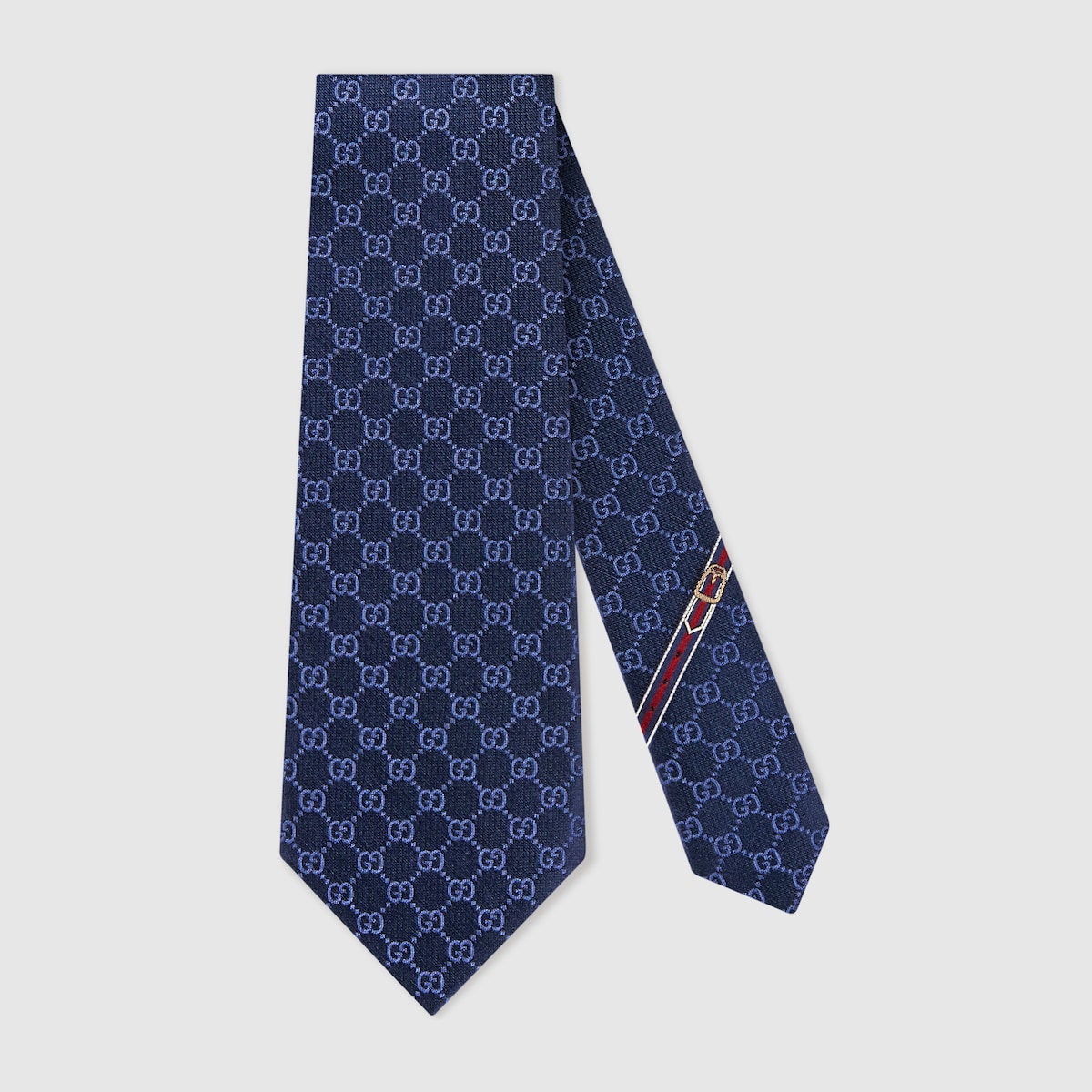 Sky Blue GG Pattern Silk Tie - thumbnail 6