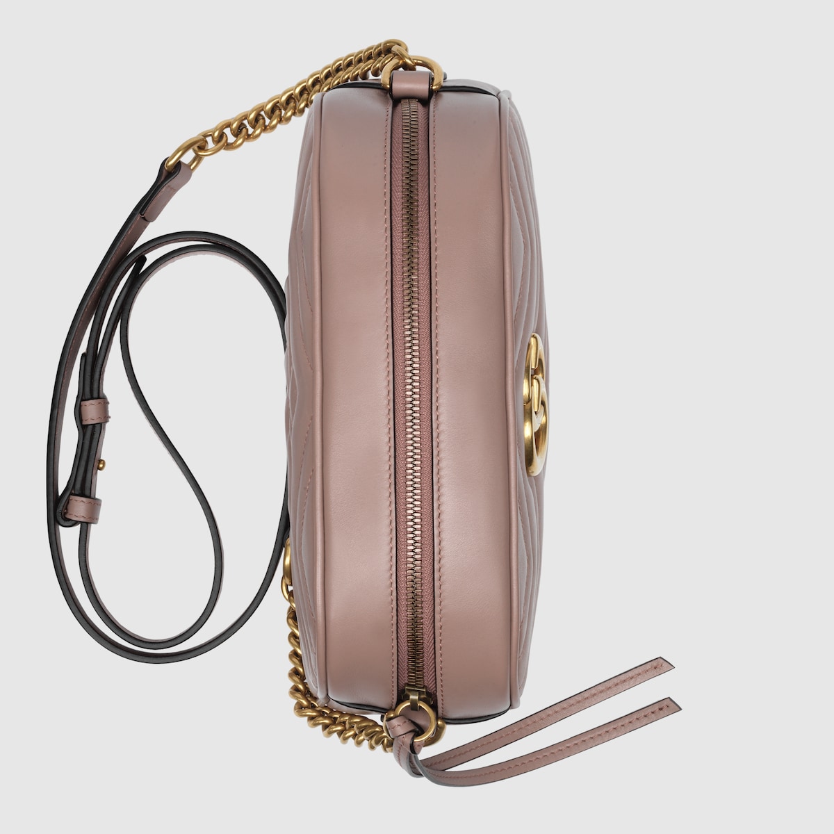 Kleine GG Marmont Schultertasche aus Matelassé in blassrosa  