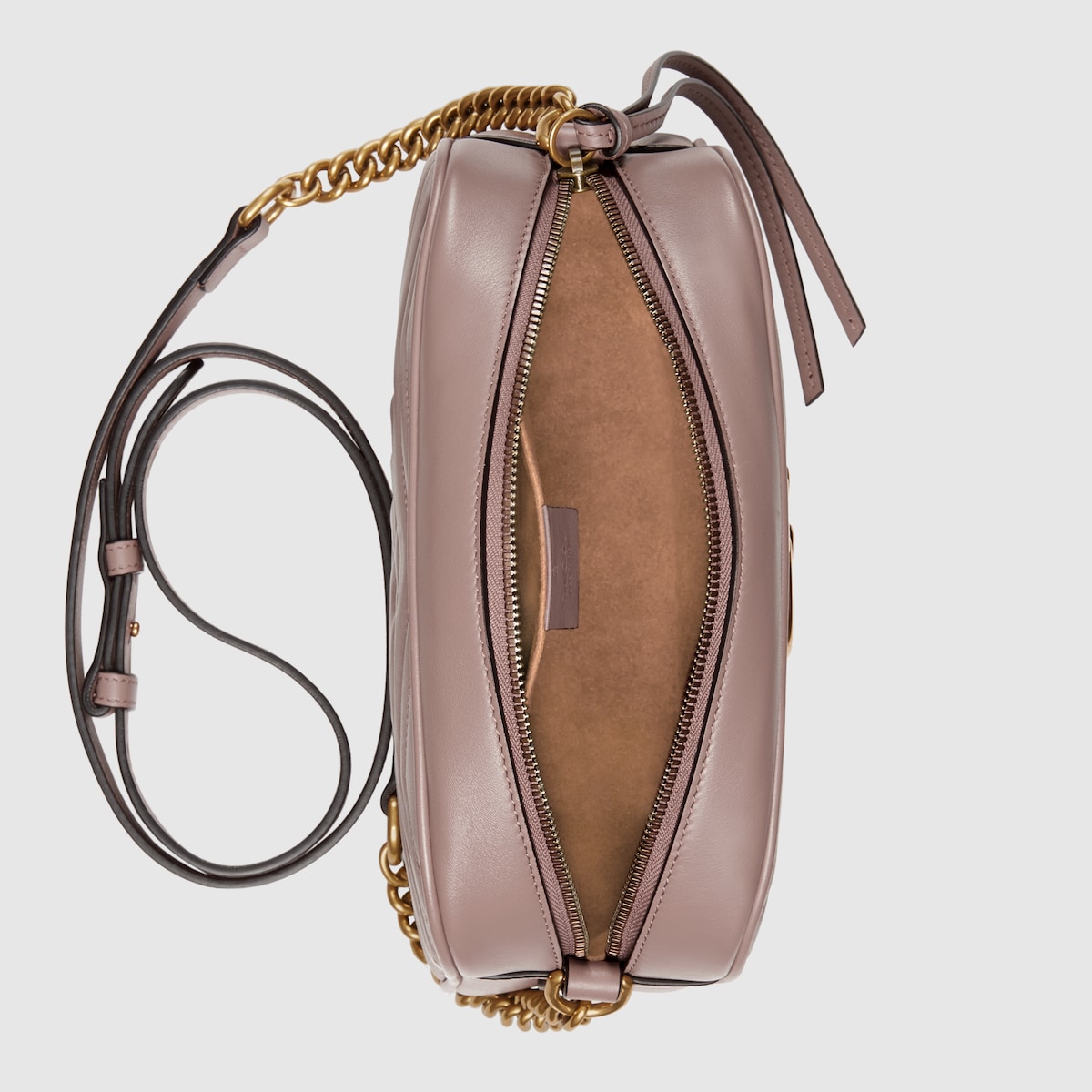 Kleine GG Marmont Schultertasche aus Matelassé in blassrosa  