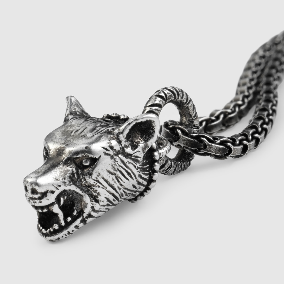 925 Sterling Silver Anger Forest Wolf Necklace GUCCI