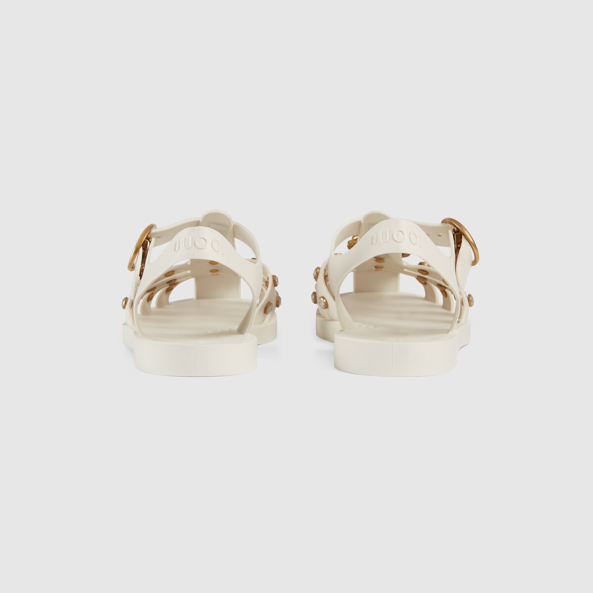 gucci rubber sandals with crystals white