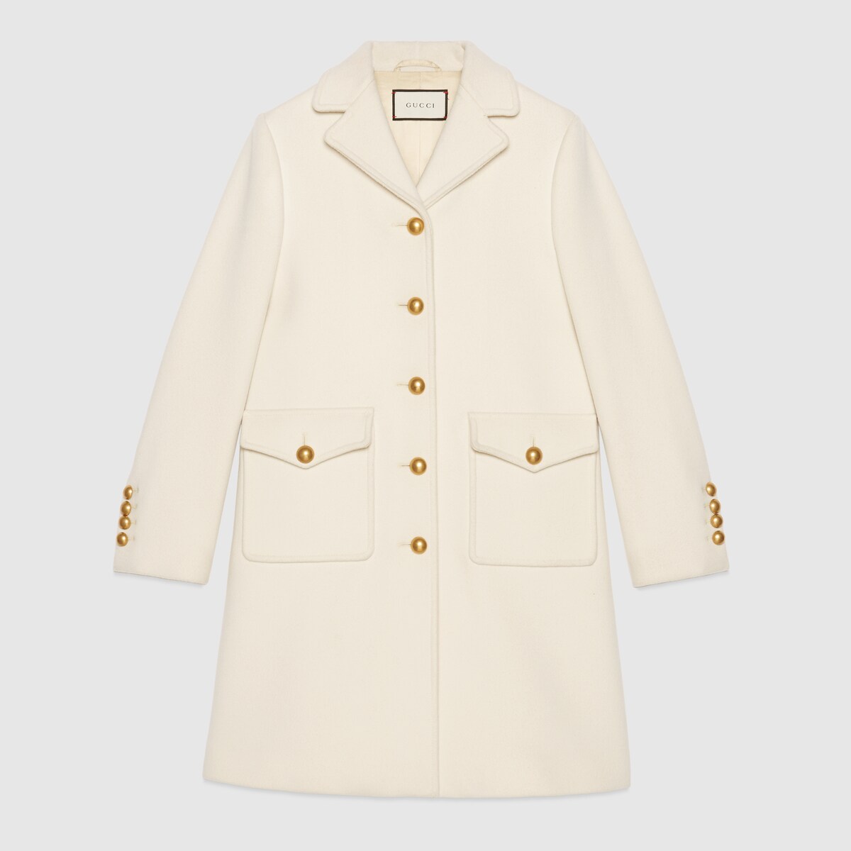 Gucci Off-white Wool Single-breasted Coat In Cream | ModeSens
