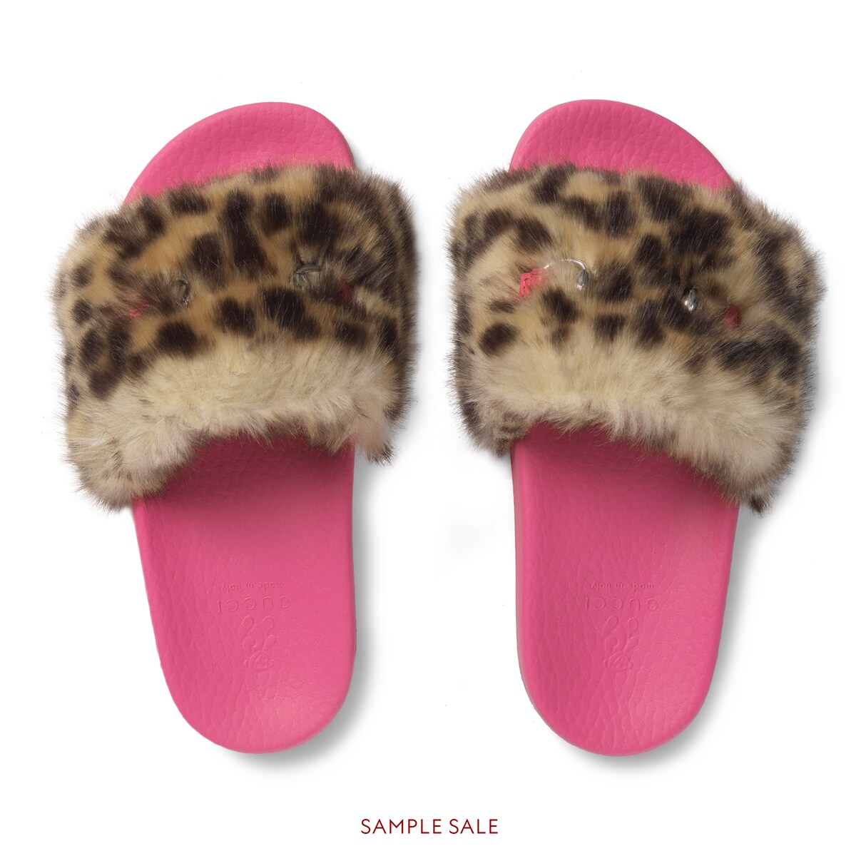 faux gucci fur slides