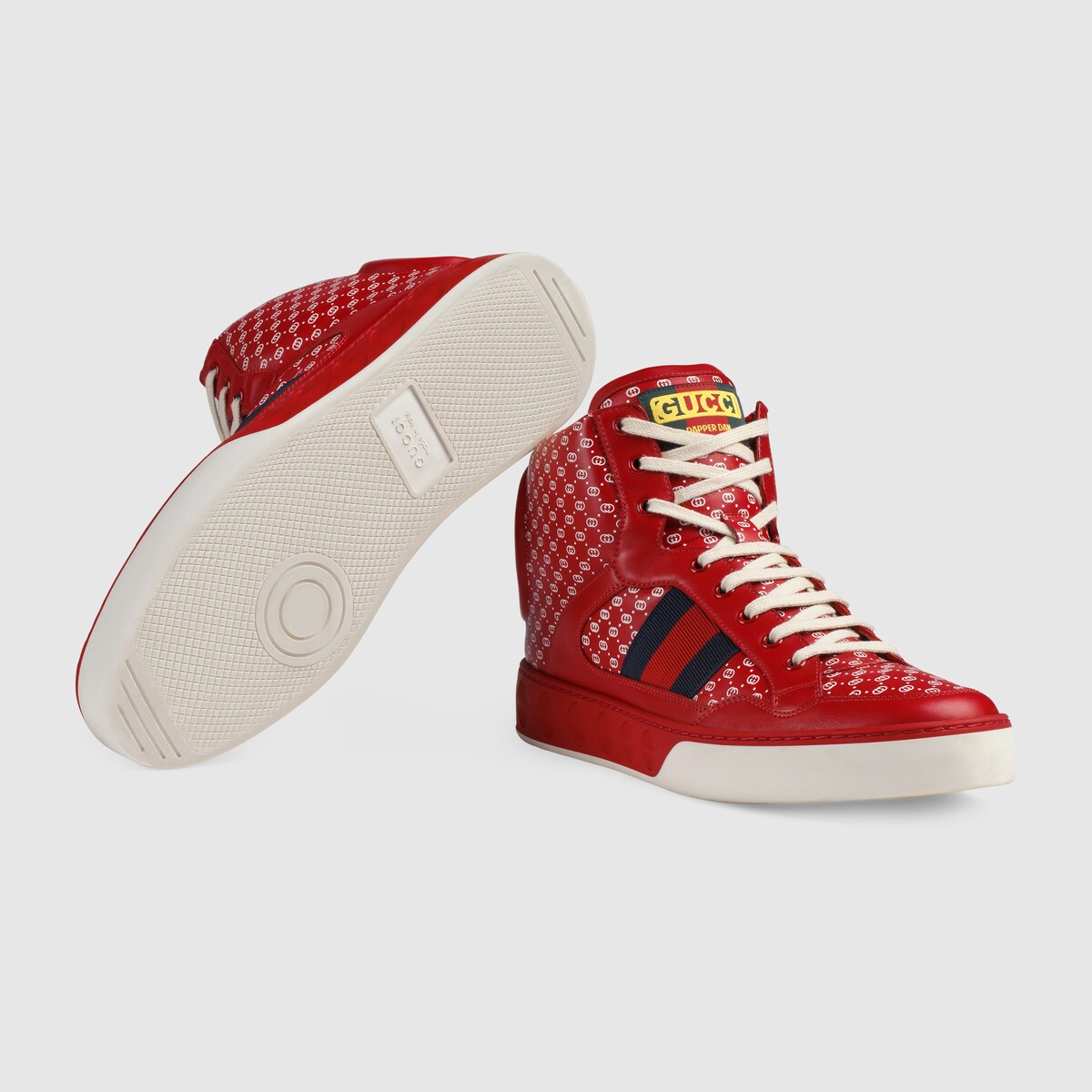 Men's Gucci-Dapper Dan sneaker in Hibiscus red leather with white GG ...