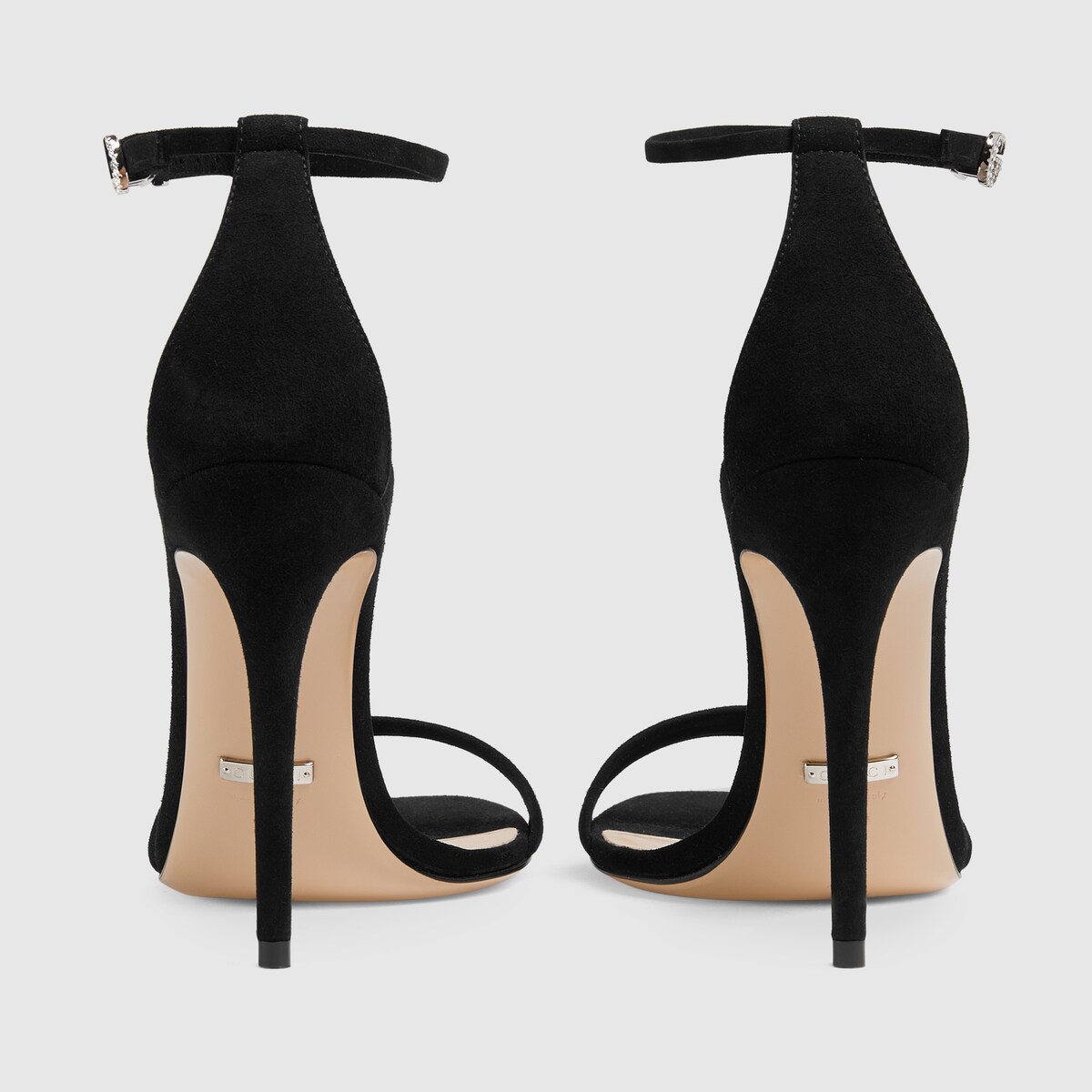 Gucci Crystal-Embellished Suede Sandals In Black