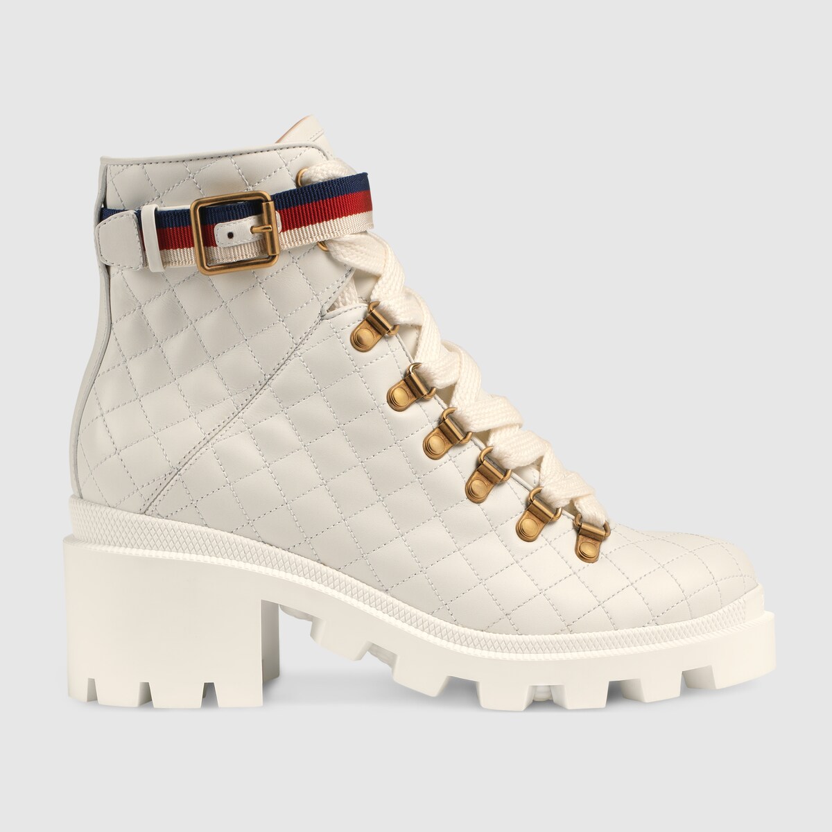 GUCCI QUILTED LEATHER ANKLE BOOT WITH BELT,5518230RDY09068