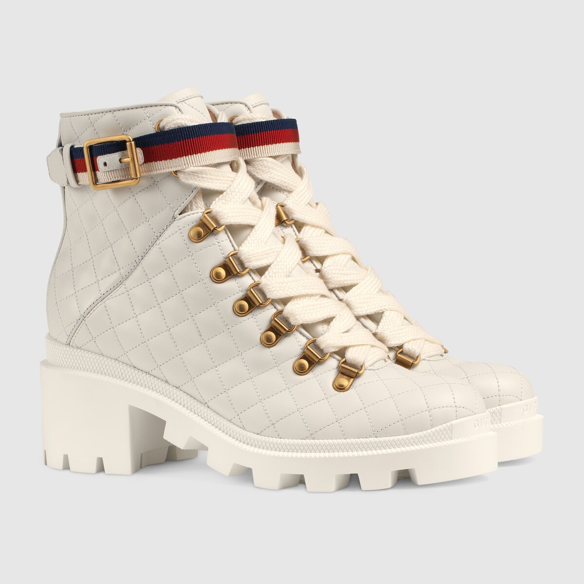 GUCCI QUILTED LEATHER ANKLE BOOT WITH BELT,5518230RDY09068