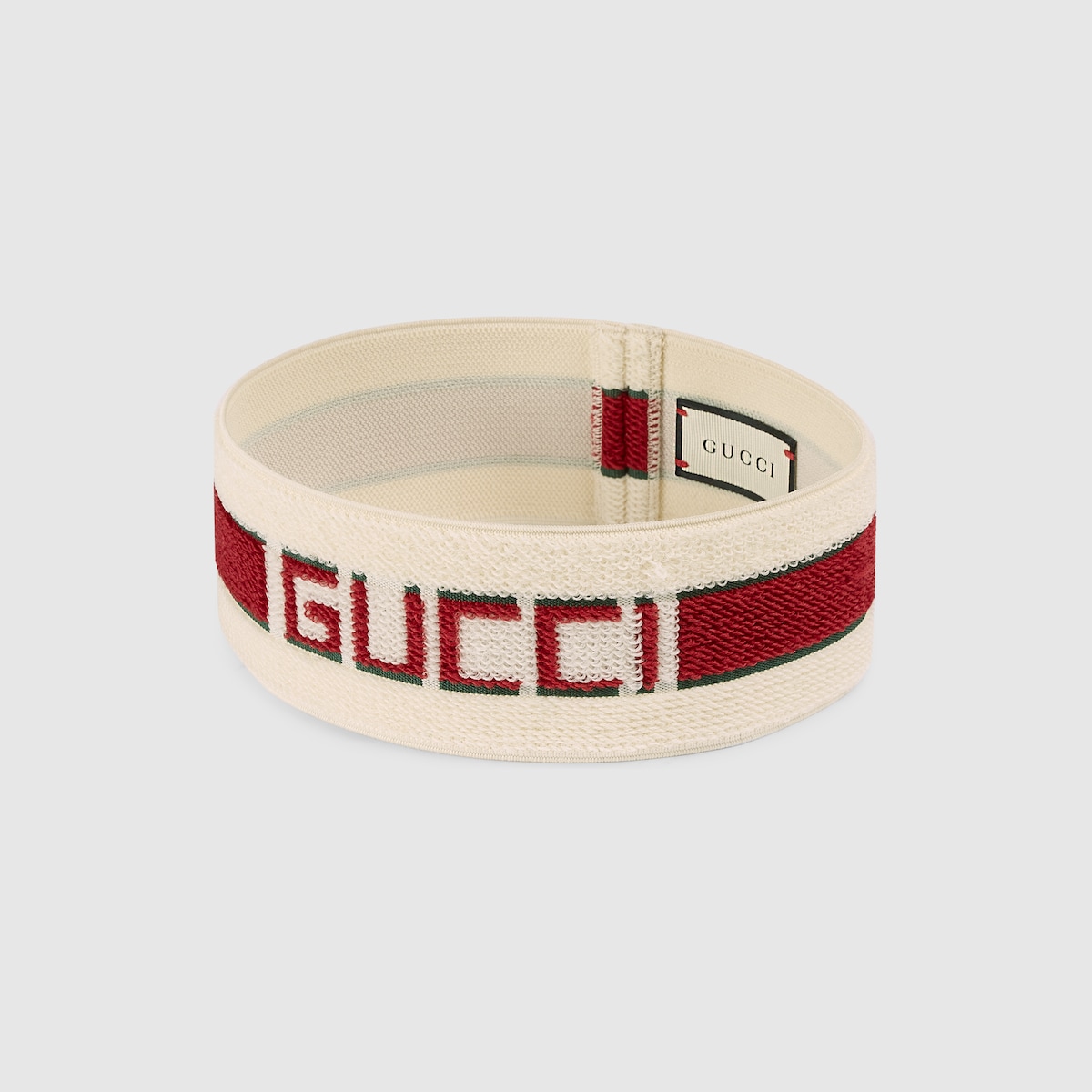 Bandeau élastique à rayures Gucci en élastique vert/rouge GUCCI® BE