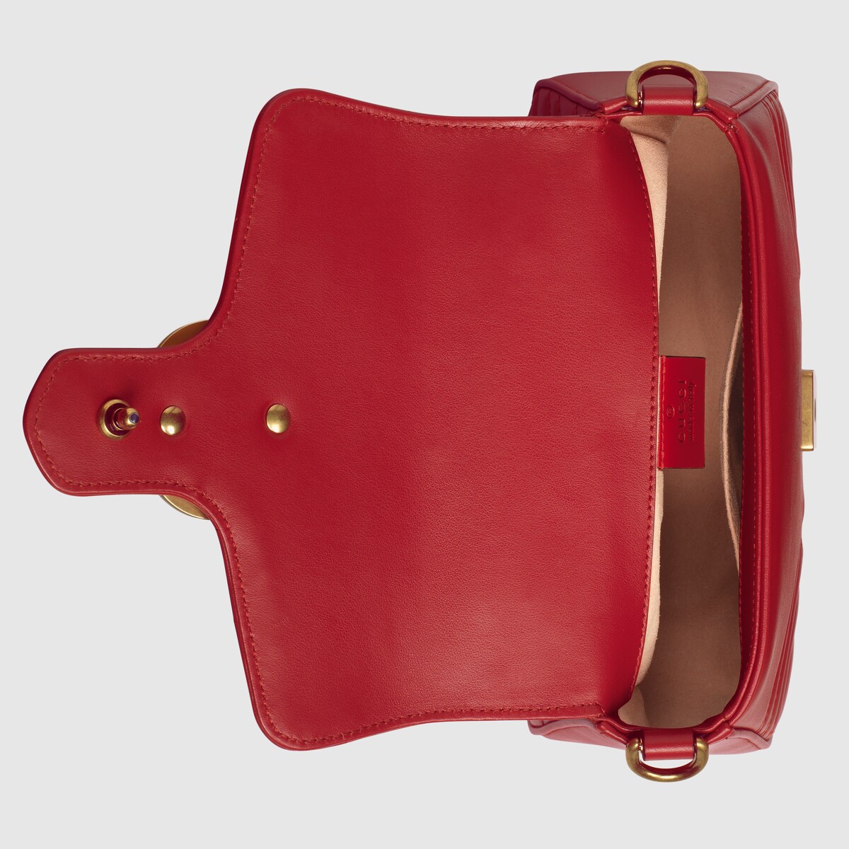 GG Marmont mini top handle bag in Hibiscus red matelassé chevron