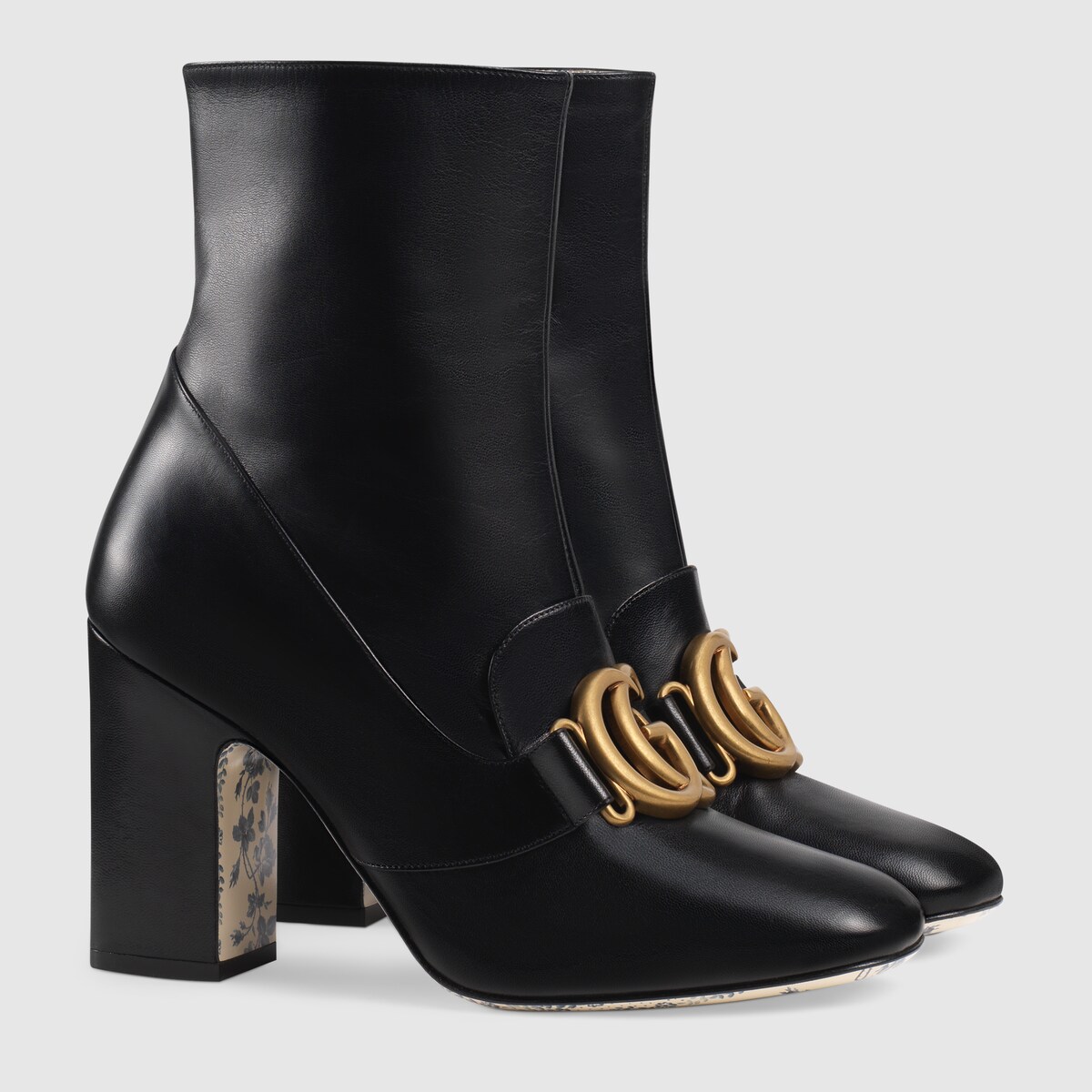 GUCCI LEATHER ANKLE BOOT WITH DOUBLE G