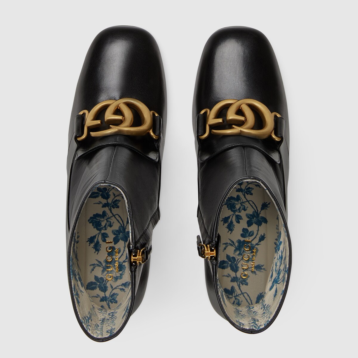 GUCCI LEATHER ANKLE BOOT WITH DOUBLE G