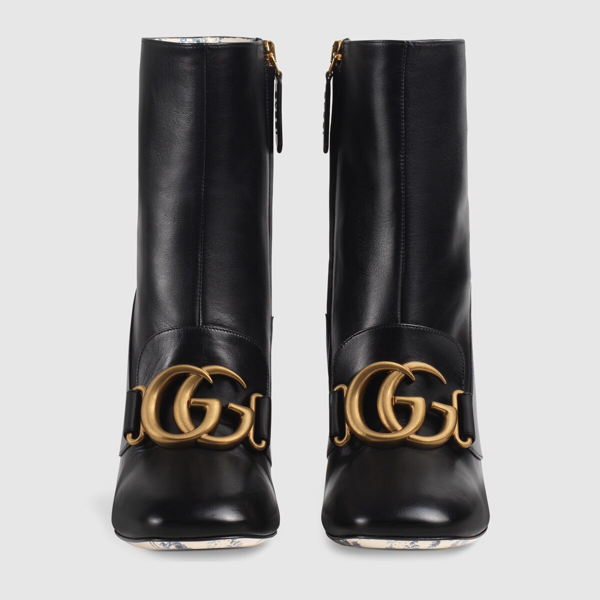 GUCCI LEATHER ANKLE BOOT WITH DOUBLE G