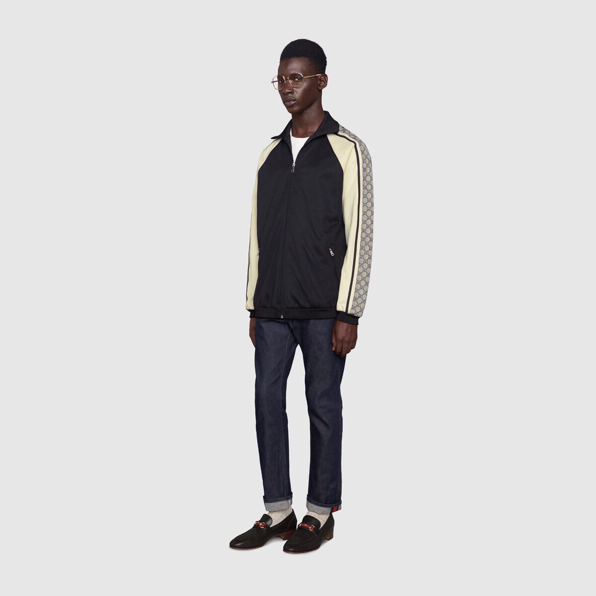 Shop Gucci Oversize Technical Jersey Jacket In Black
