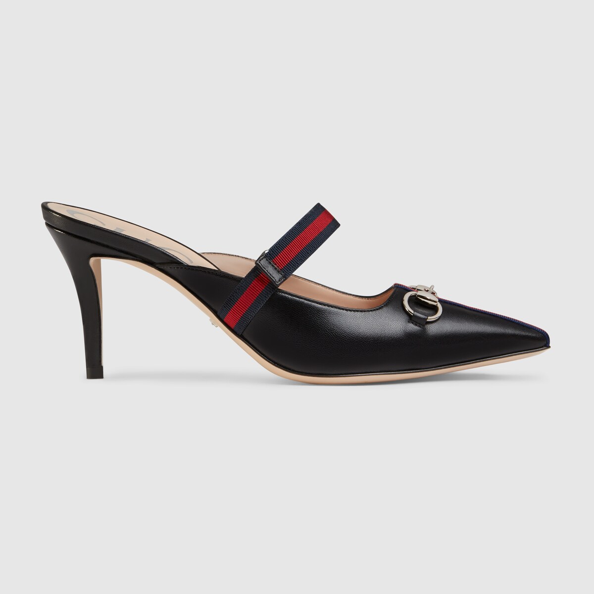 Gucci Horsebit-Detailed Grosgrain-Trimmed Leather Mules In Black