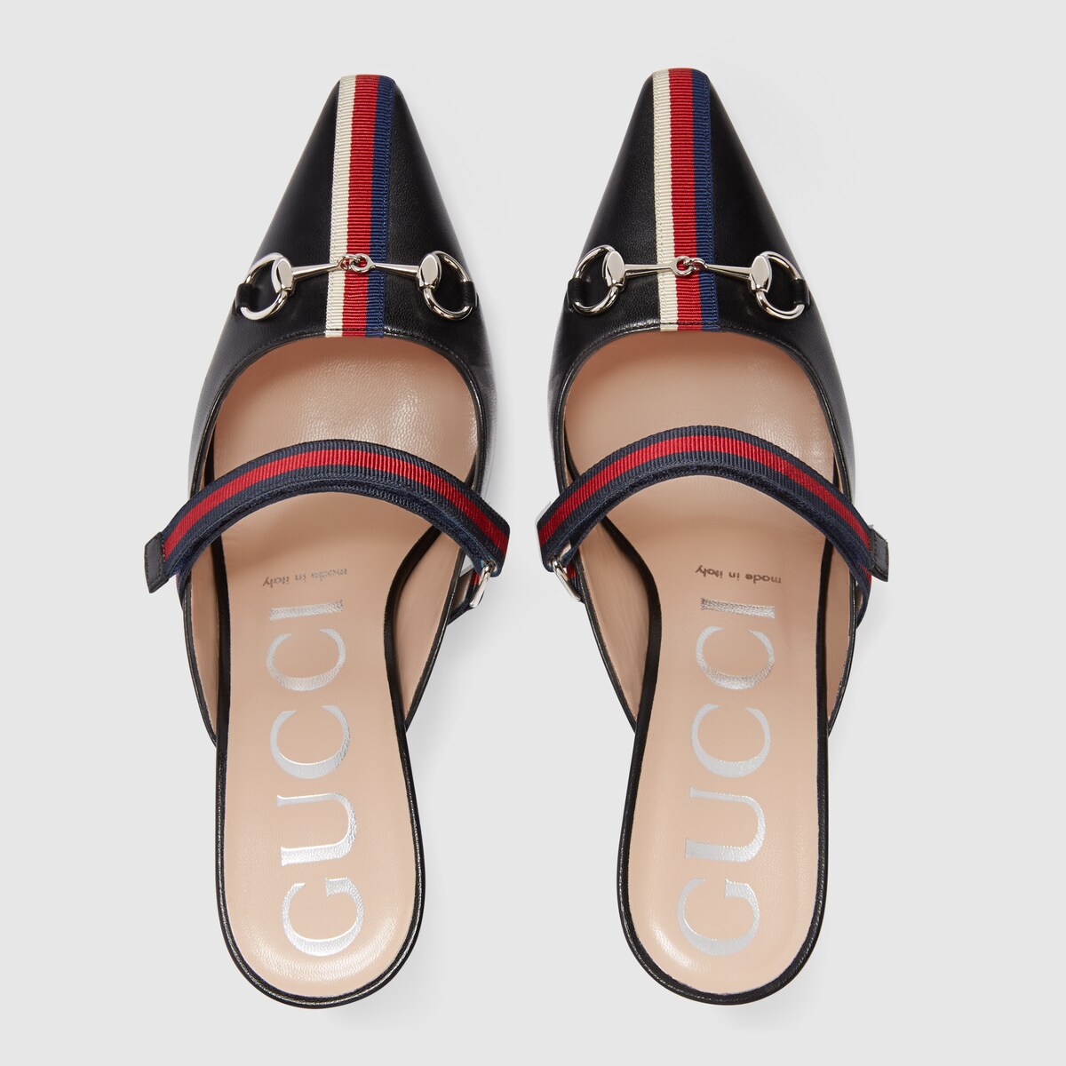 Gucci Horsebit-Detailed Grosgrain-Trimmed Leather Mules In Black