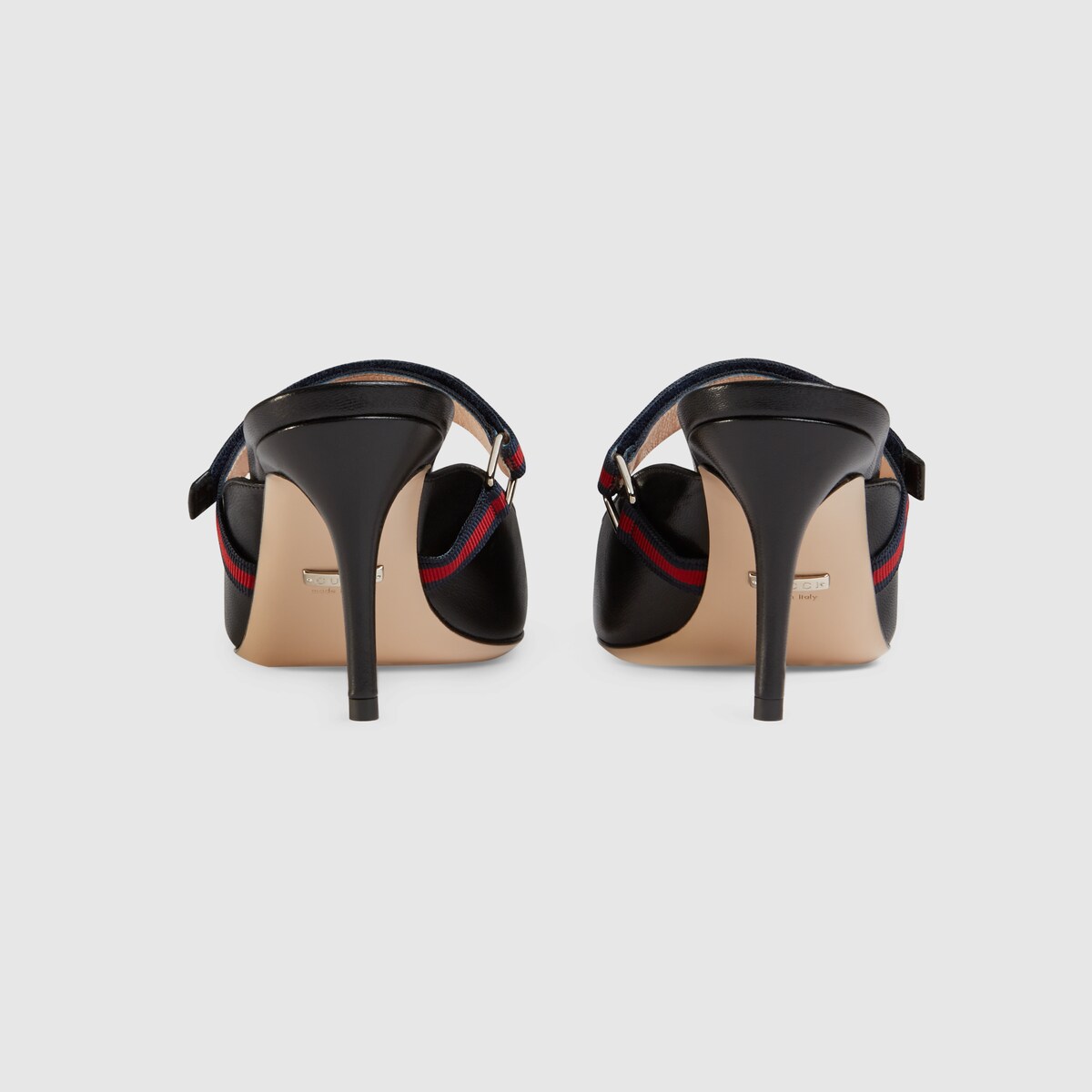 Gucci Horsebit-Detailed Grosgrain-Trimmed Leather Mules In Black