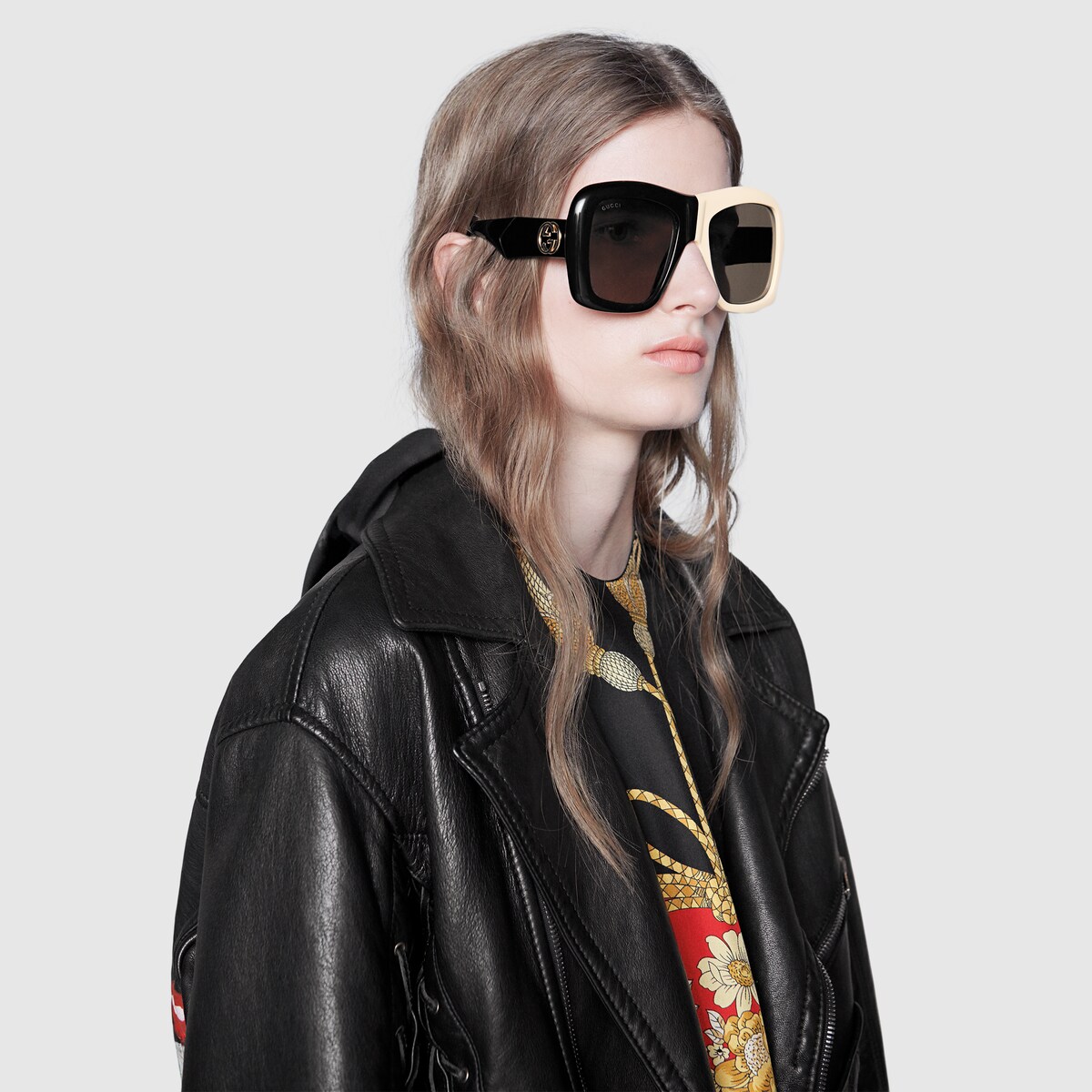 gucci black and white sunglasses