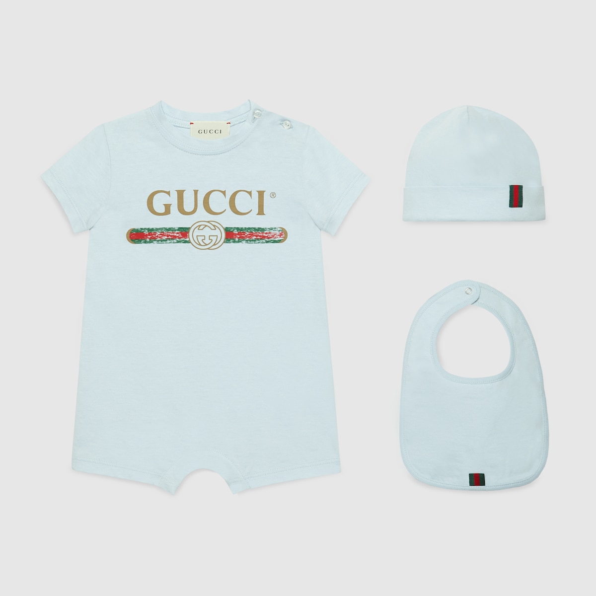Pale Pink Cotton Baby Gift Set With Gucci Logo - thumbnail 3