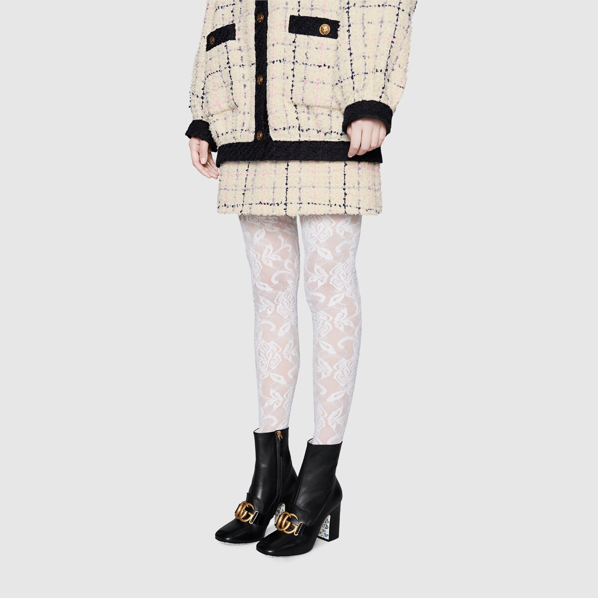 GUCCI LEATHER ANKLE BOOT WITH DOUBLE G