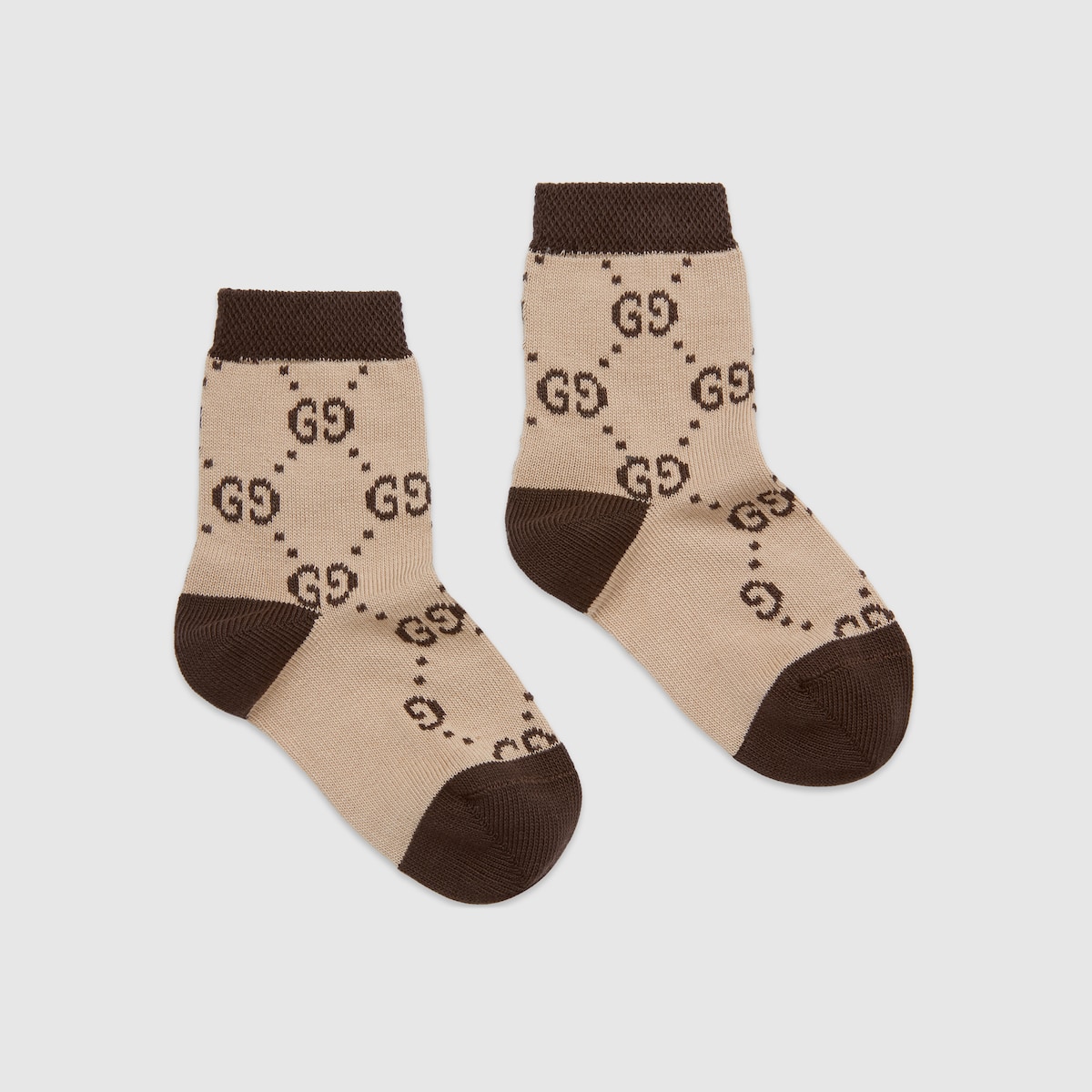 Beige / Brown Cotton Baby GG Socks - thumbnail 2
