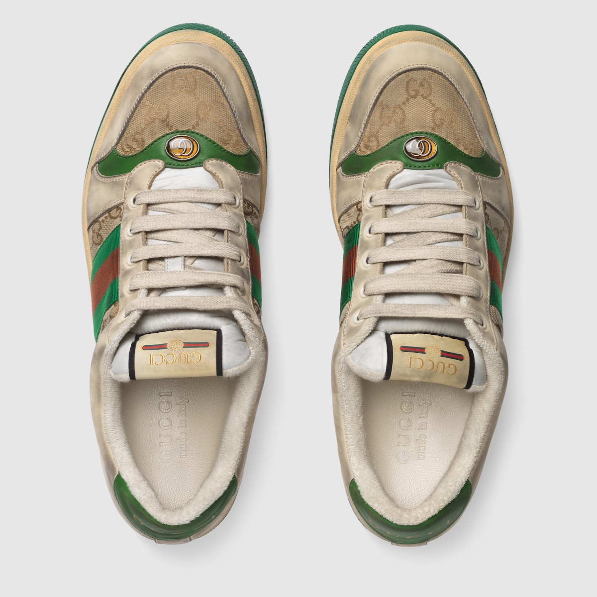 GG Canvas / White Leather Men's Screener Sneaker - thumbnail 4