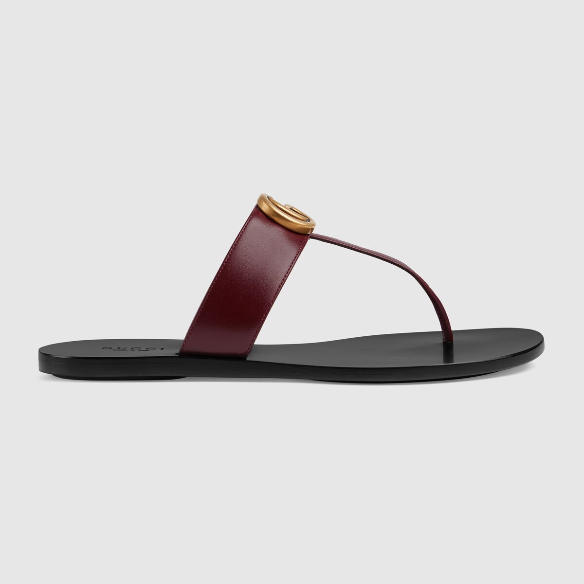 GUCCI LEATHER THONG SANDAL WITH DOUBLE G,497444A3N006629