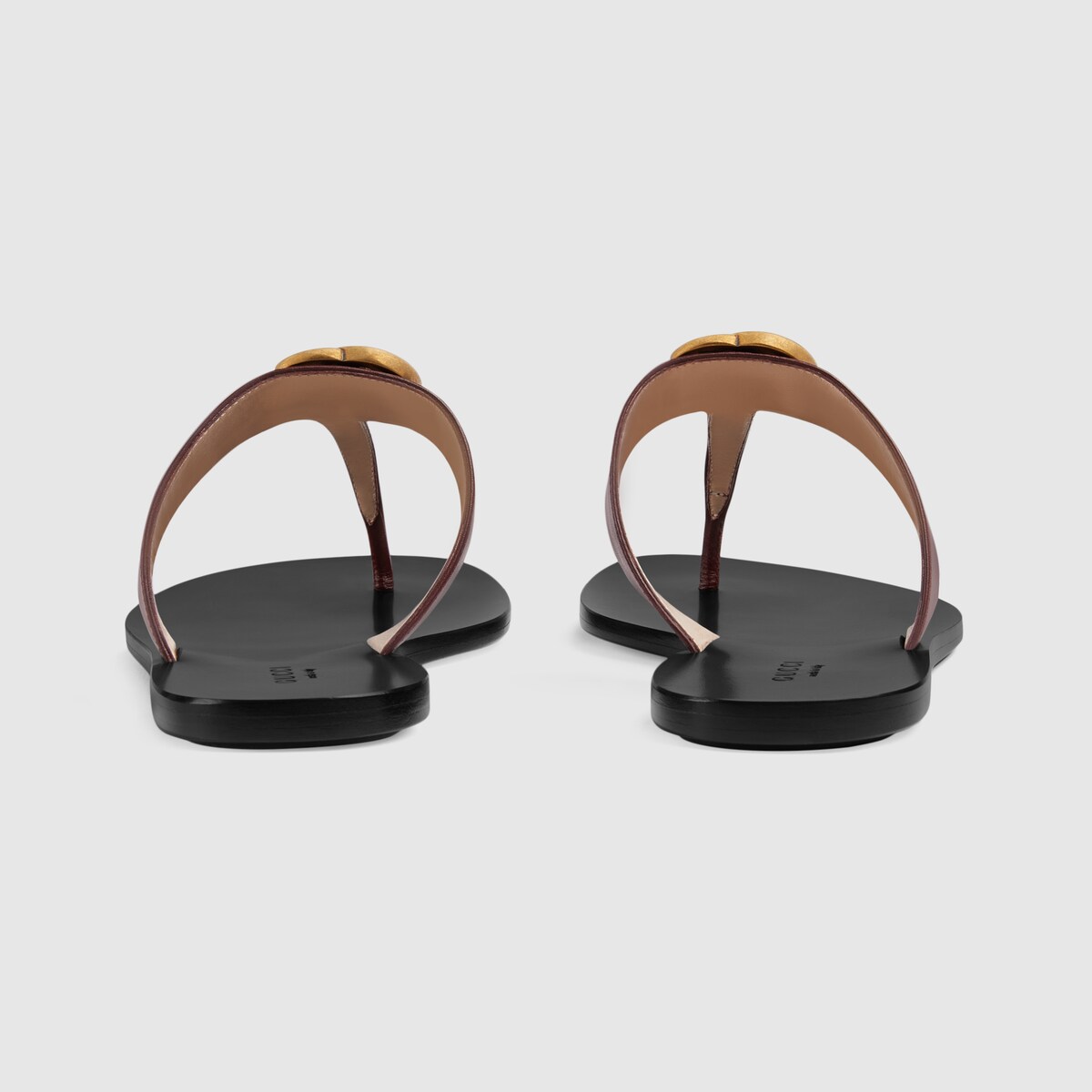 GUCCI LEATHER THONG SANDAL WITH DOUBLE G,497444A3N006629