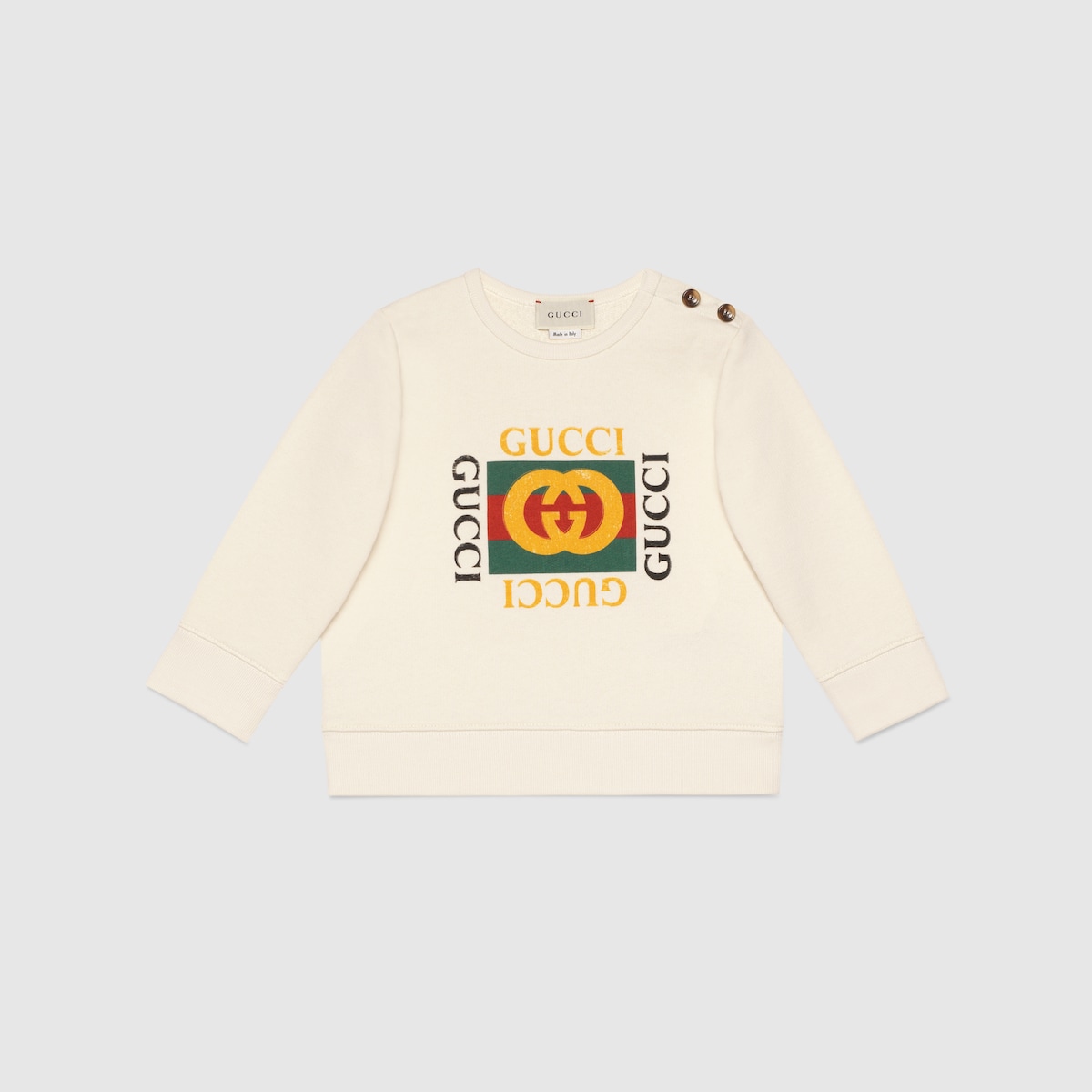 Baby sweatshirt with Gucci logo in white cotton | GUCCI® US Baby sweatshirt with Gucci logo in white cotton | GUCCI® US
