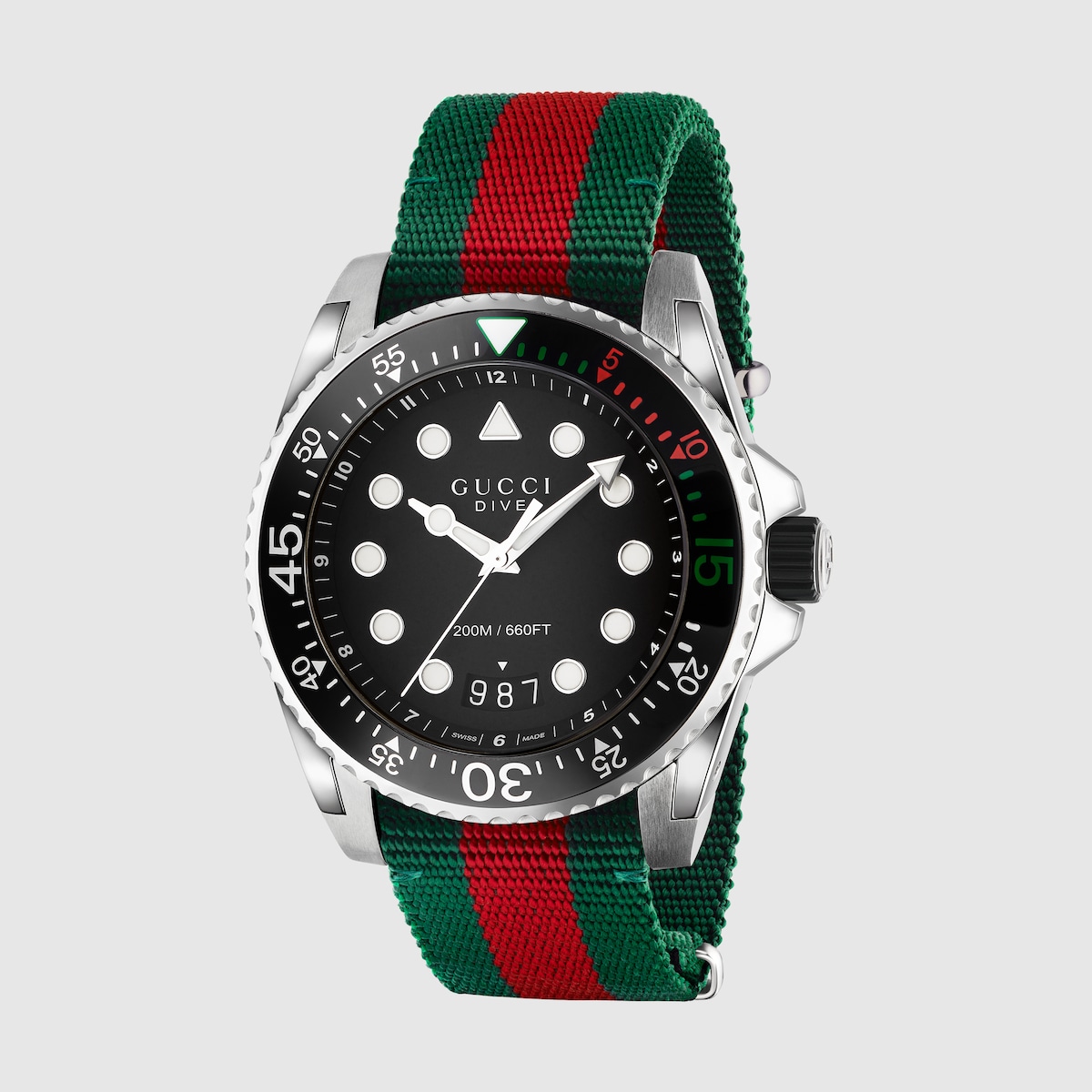Green And Red Web Gucci Dive Watch, 45mm | GUCCI® US