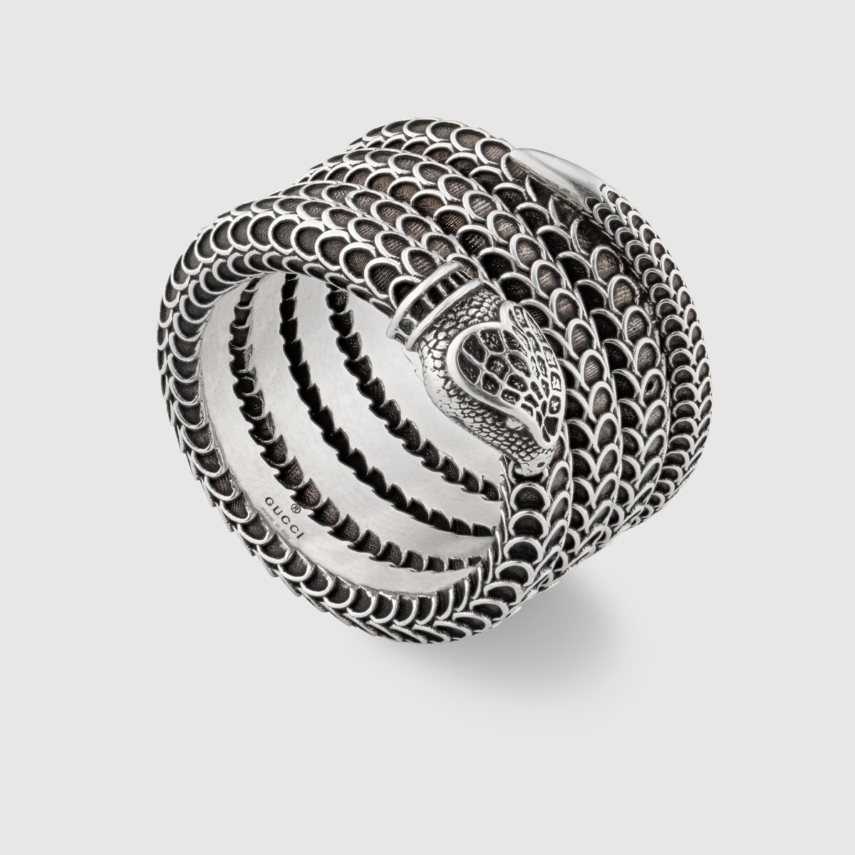 gucci 19秋冬男士gucci garden 系列纯银灵蛇造型戒指 577292 j8400