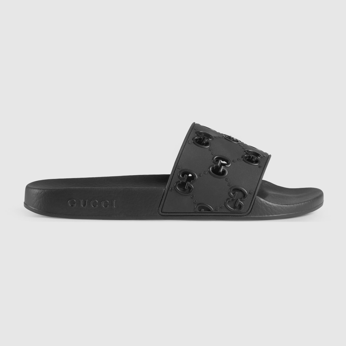 GG CRYSTAL SLIDES SANDAL BLACK CALFSKIN