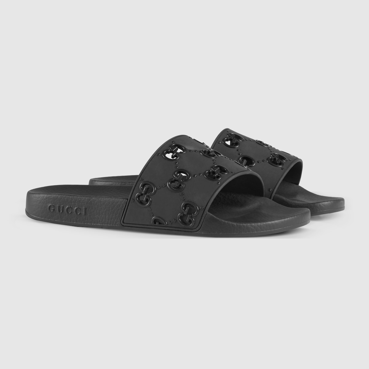 Black Rubber Men's GG Slide Sandal GUCCI® US